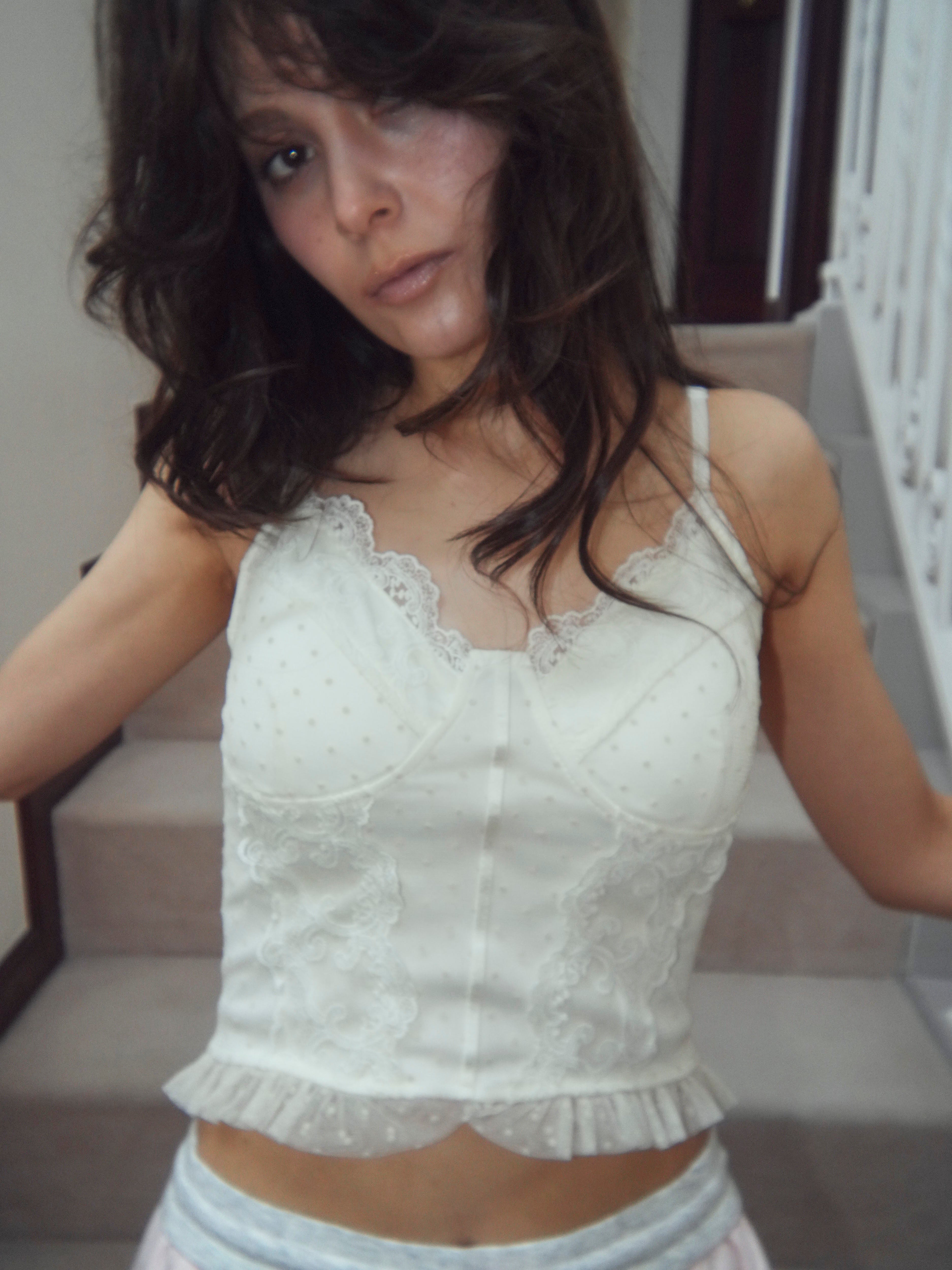 dot lace corset camisole