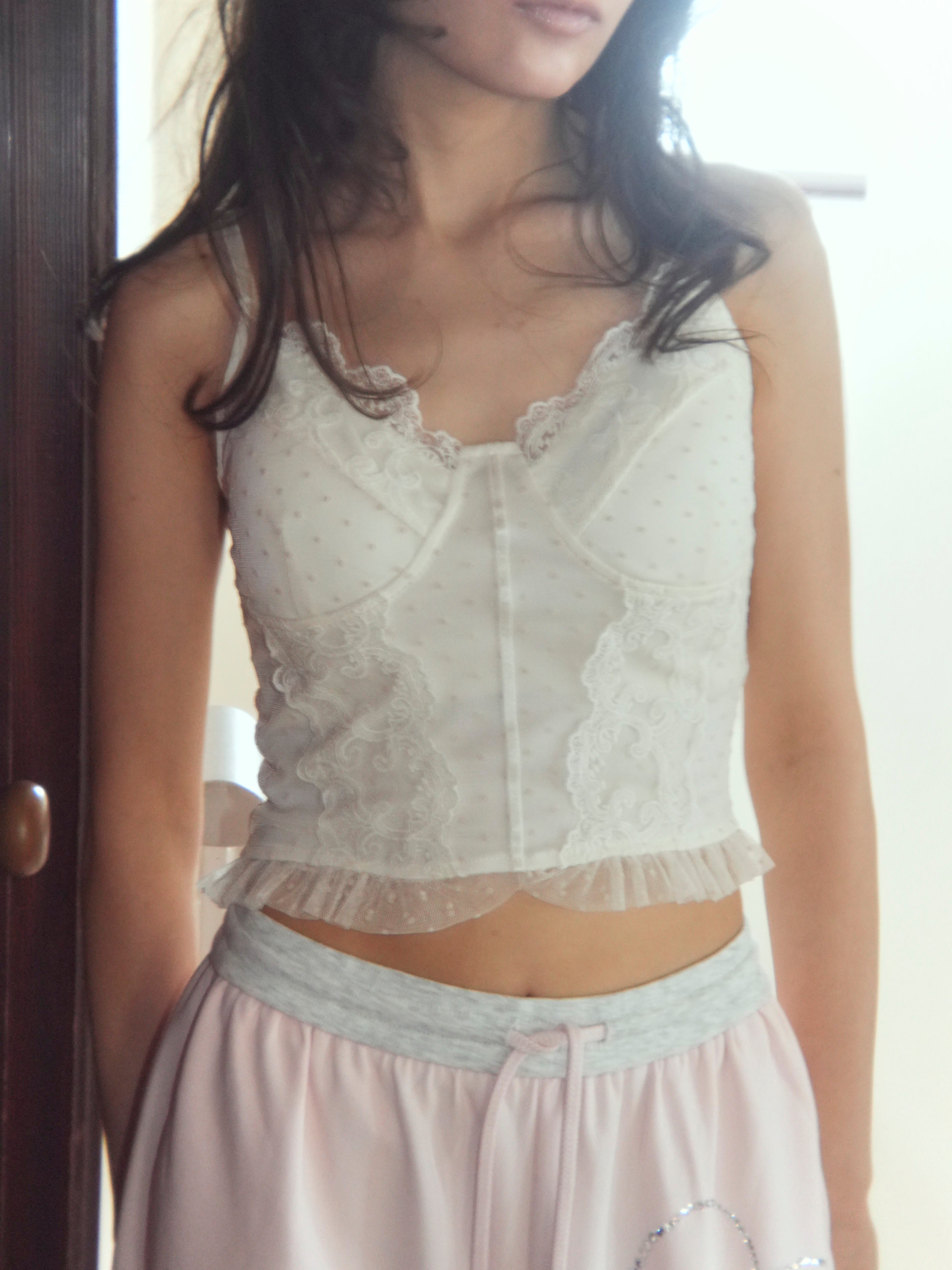 dot lace corset camisole
