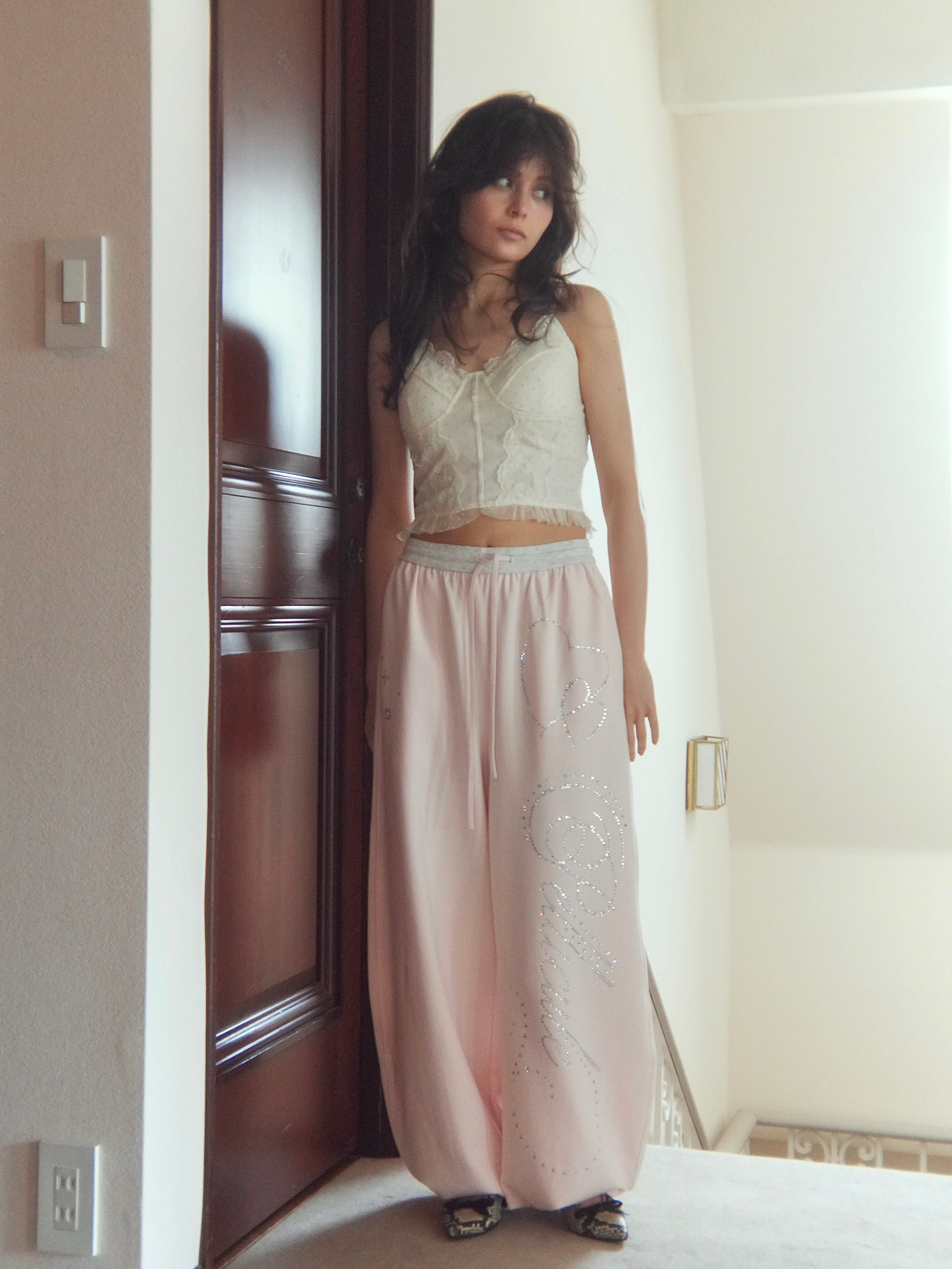 stone-deco sweat pants