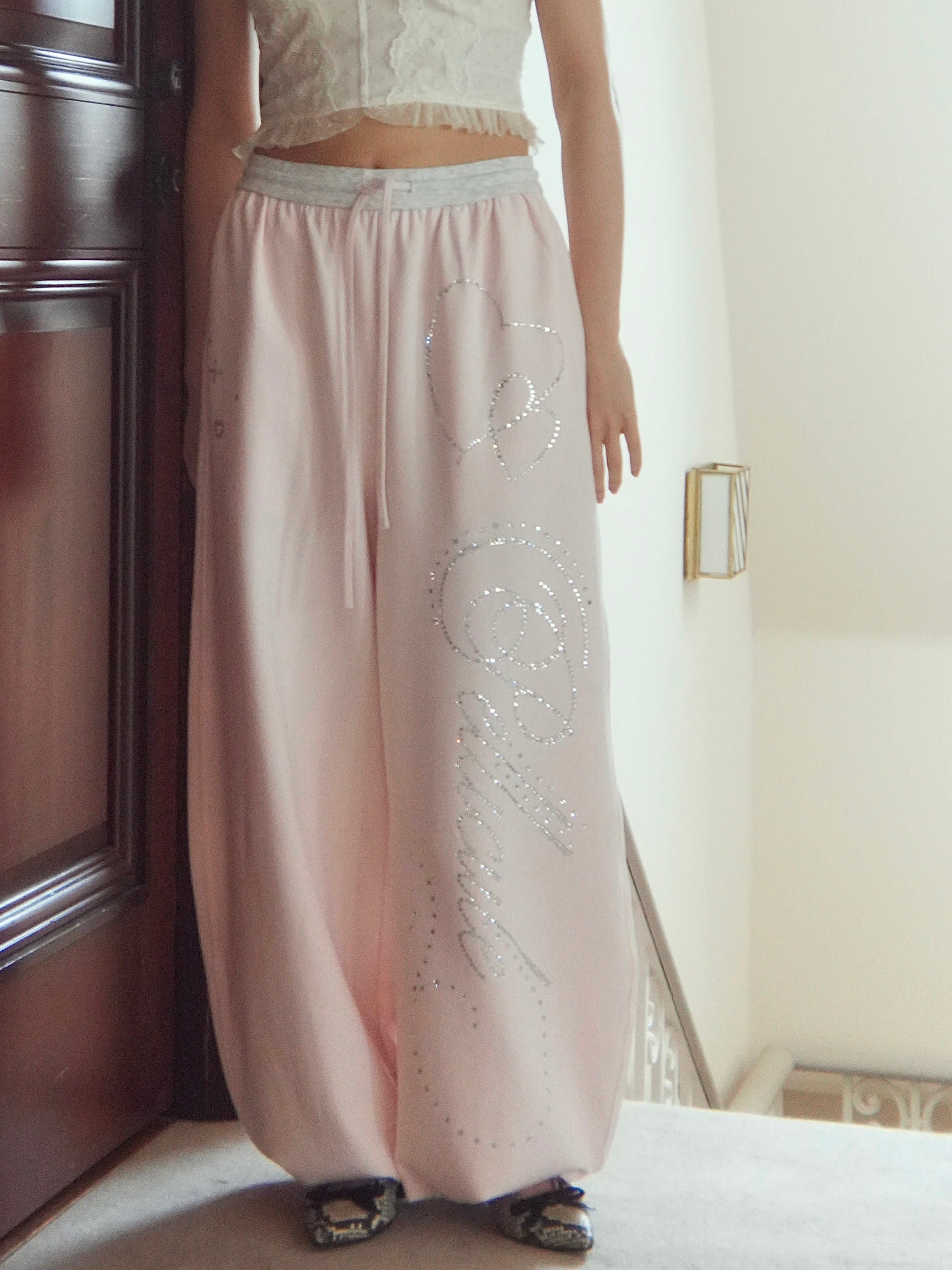 stone-deco sweat pants