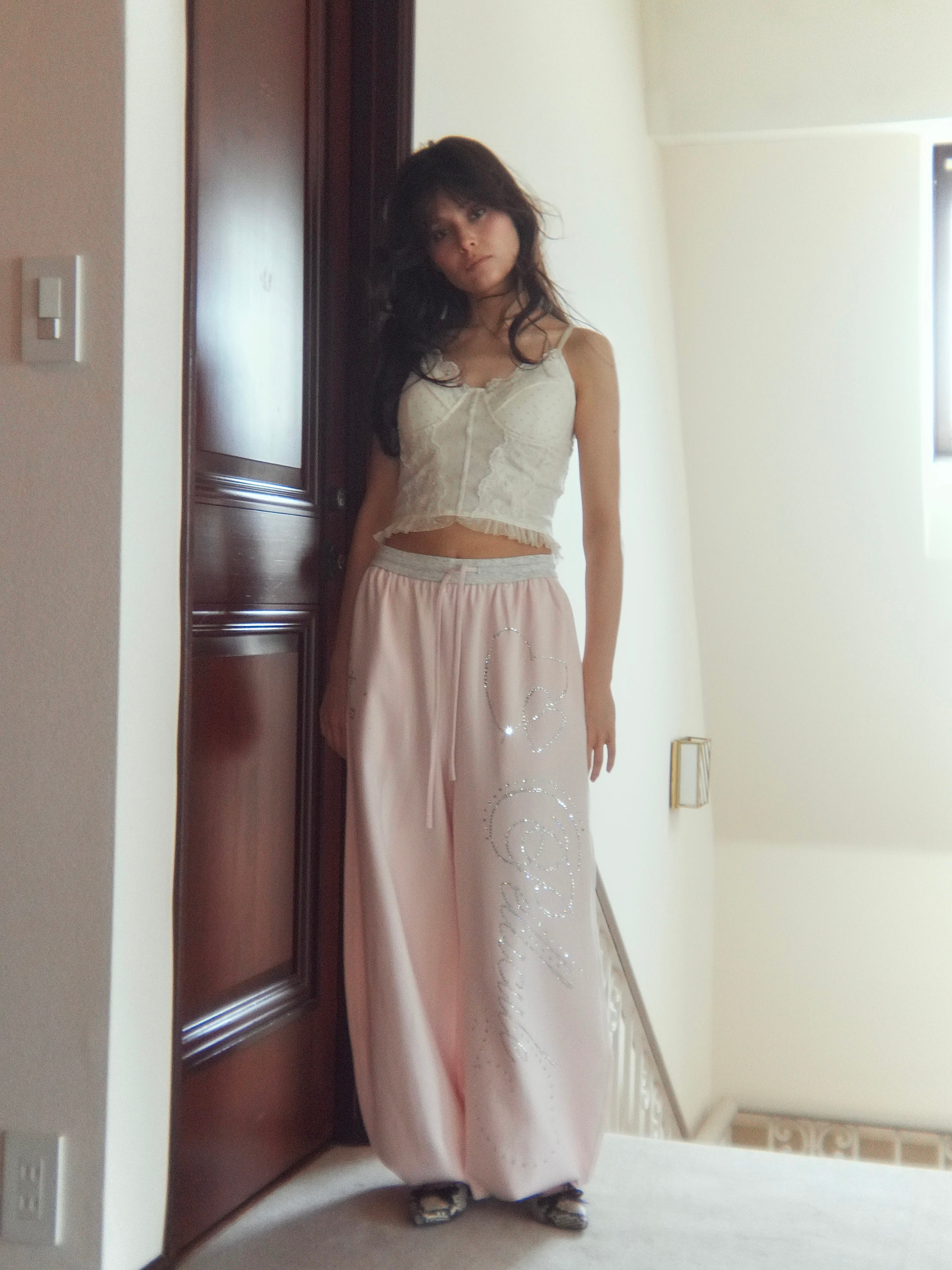 stone-deco sweat pants｜PELLICULE | ぺリキュール