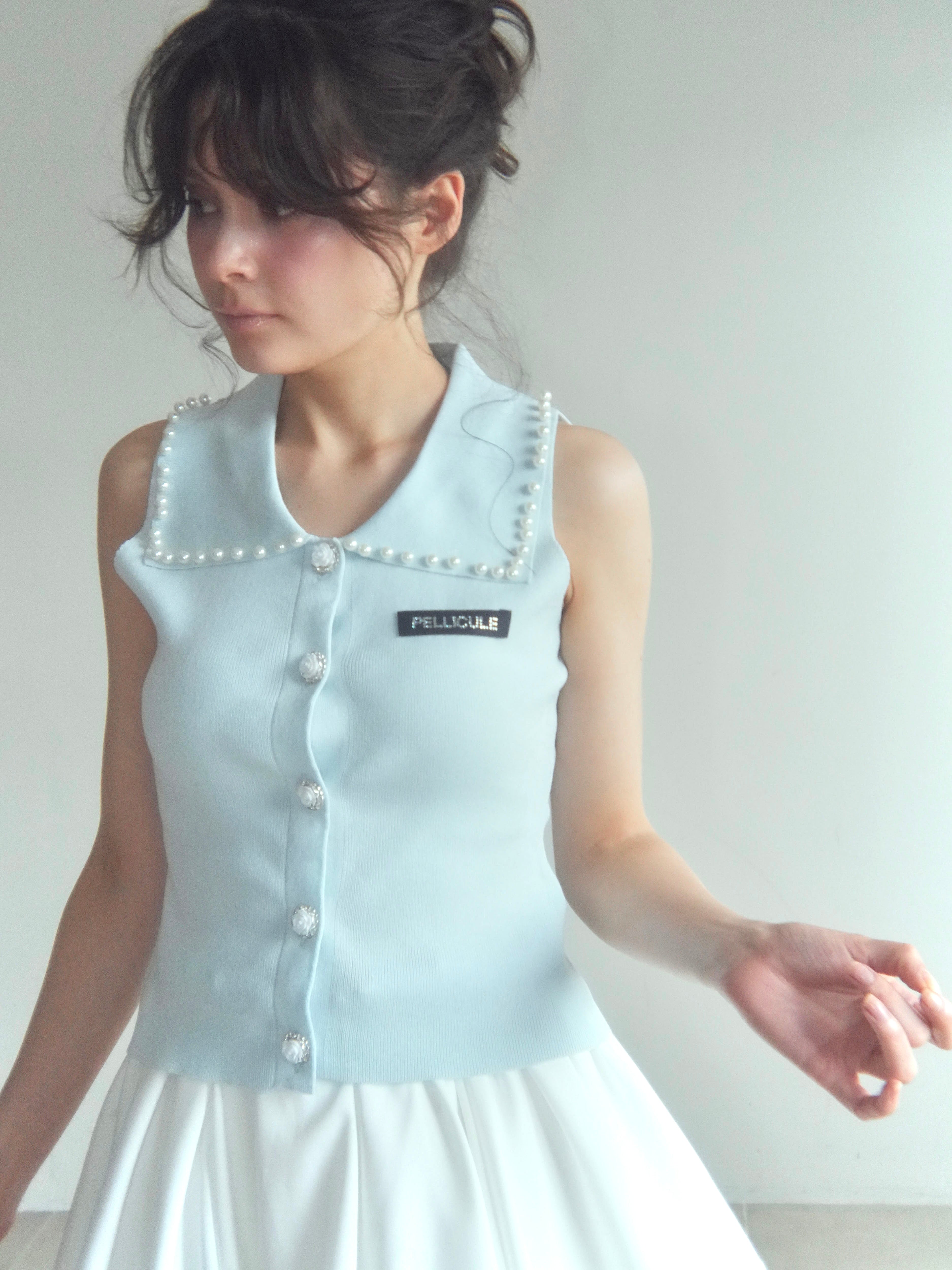pellicule ペリキュール camelia pearl knit blue camelia pearl knit｜PELLICULE | ぺリキュール