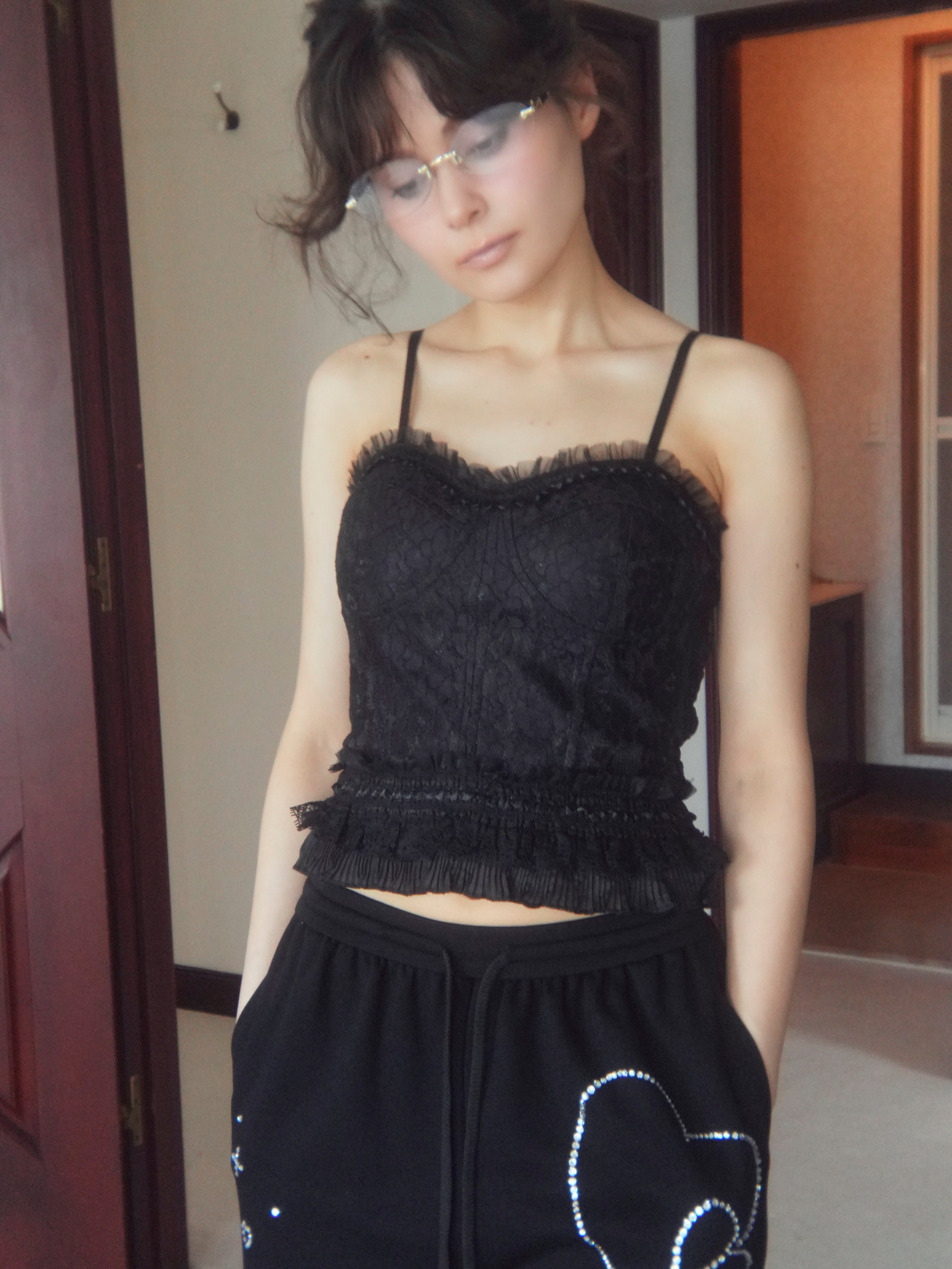 tulle frill corset camisole