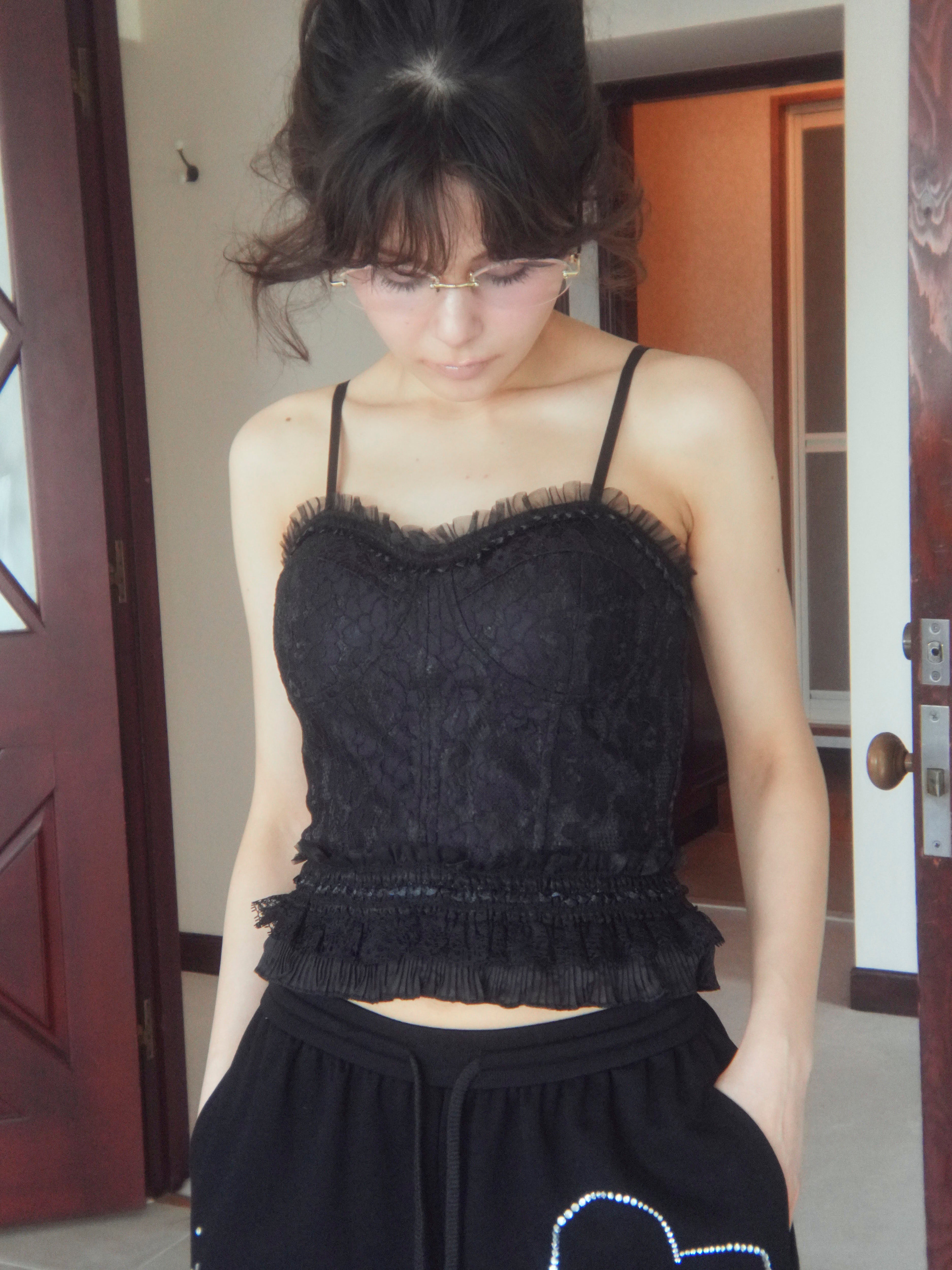 tulle frill corset camisole