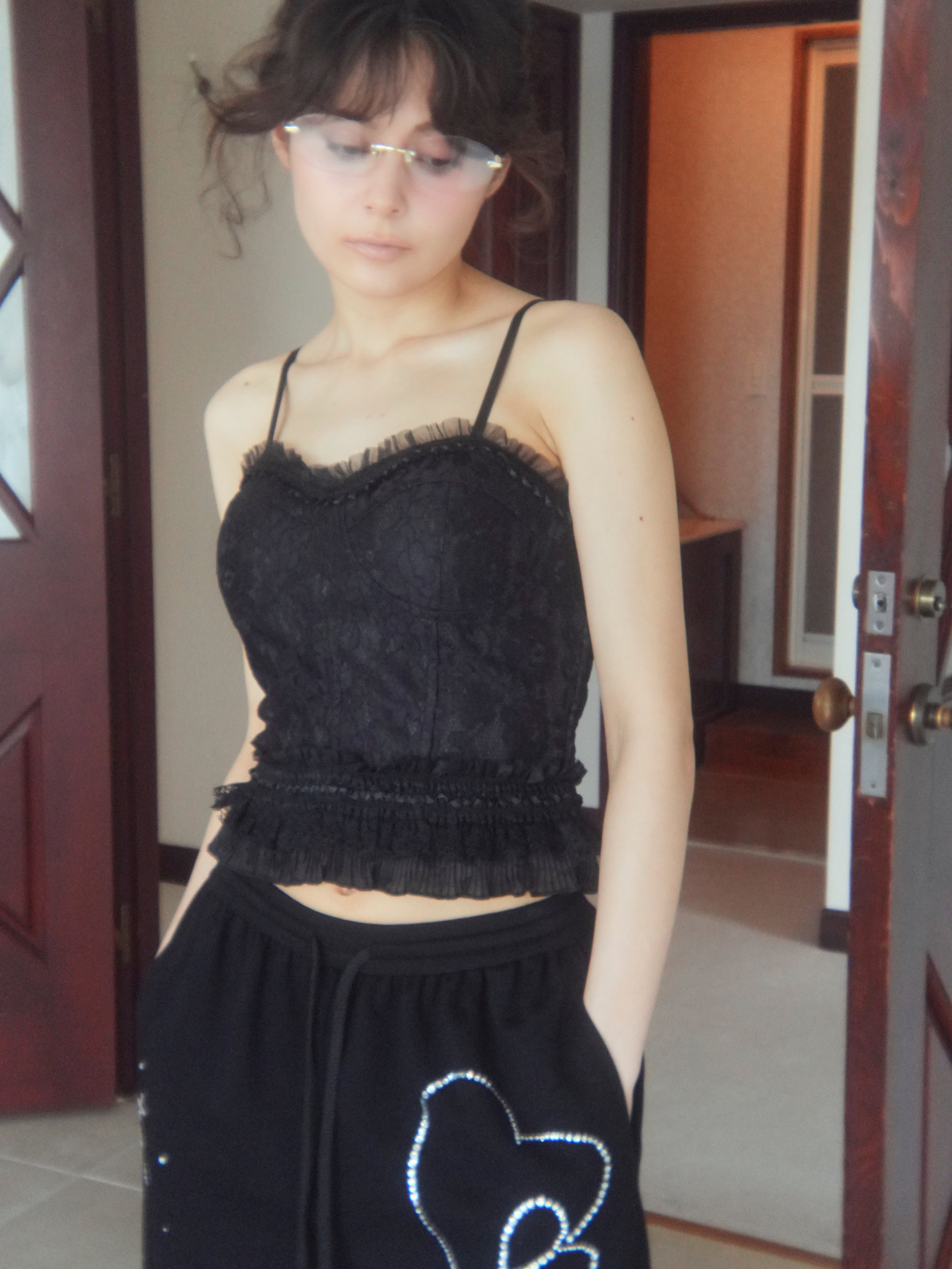 tulle frill corset camisole