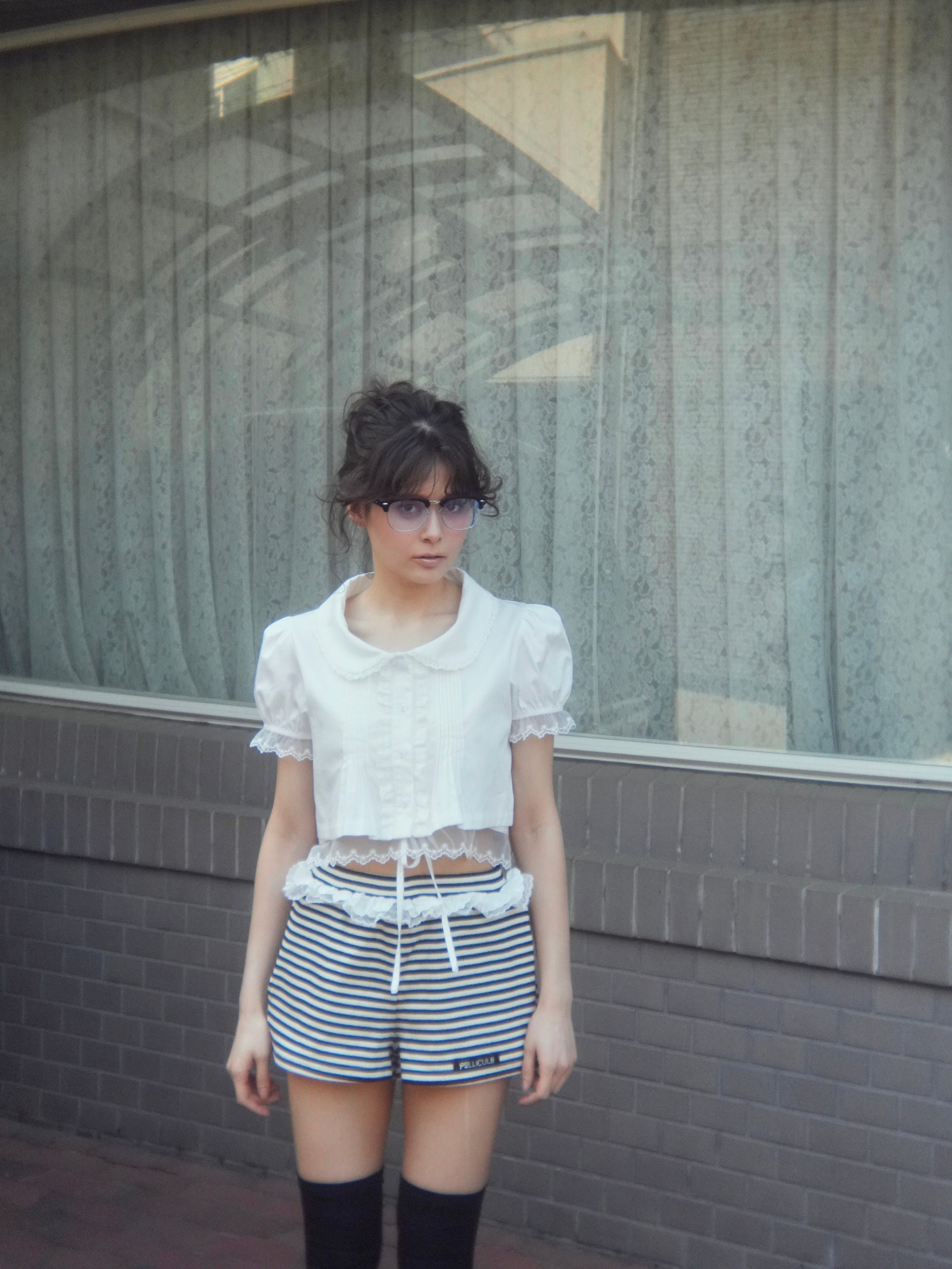 cropped puff blouse