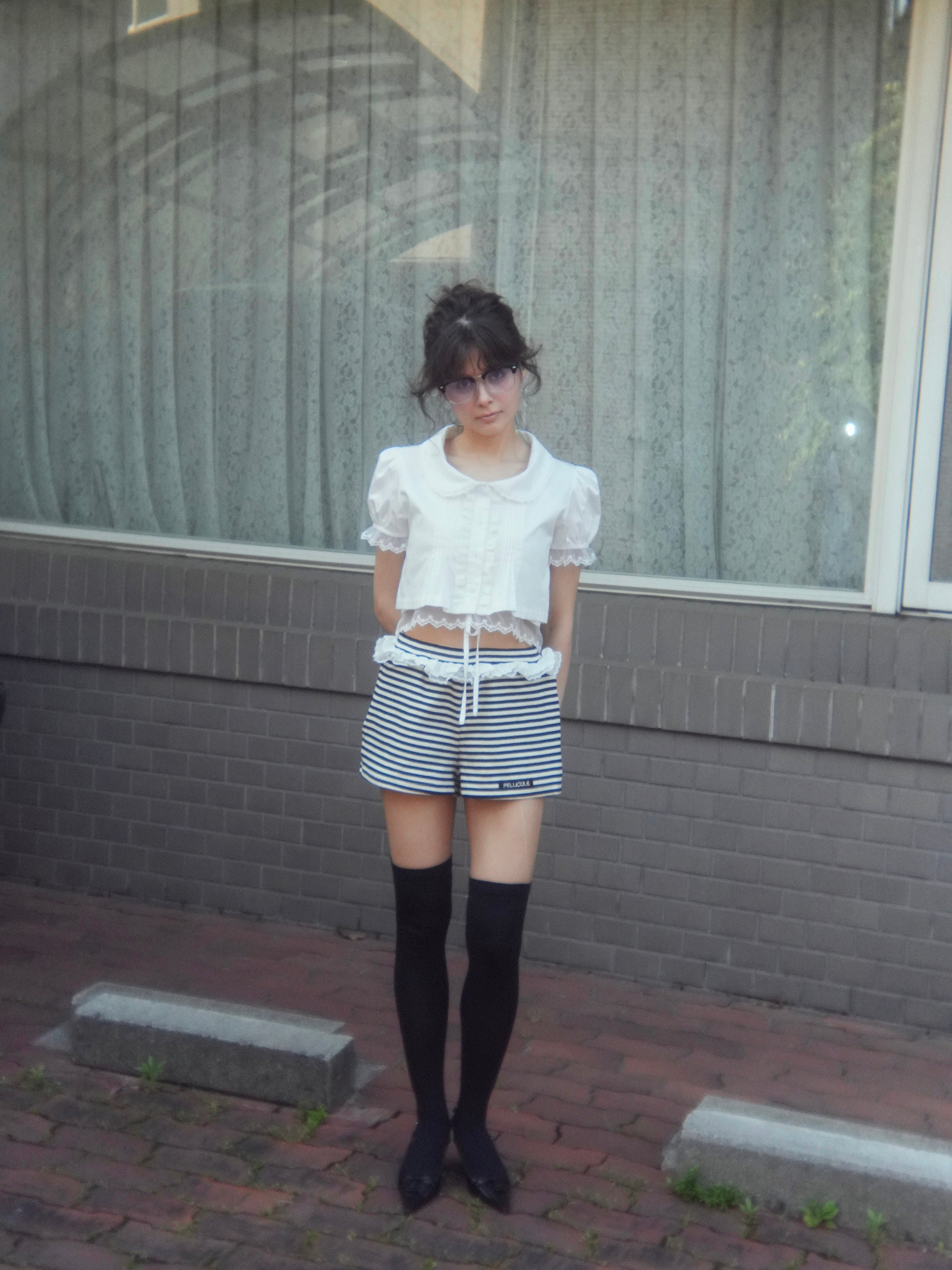 cropped puff blouse