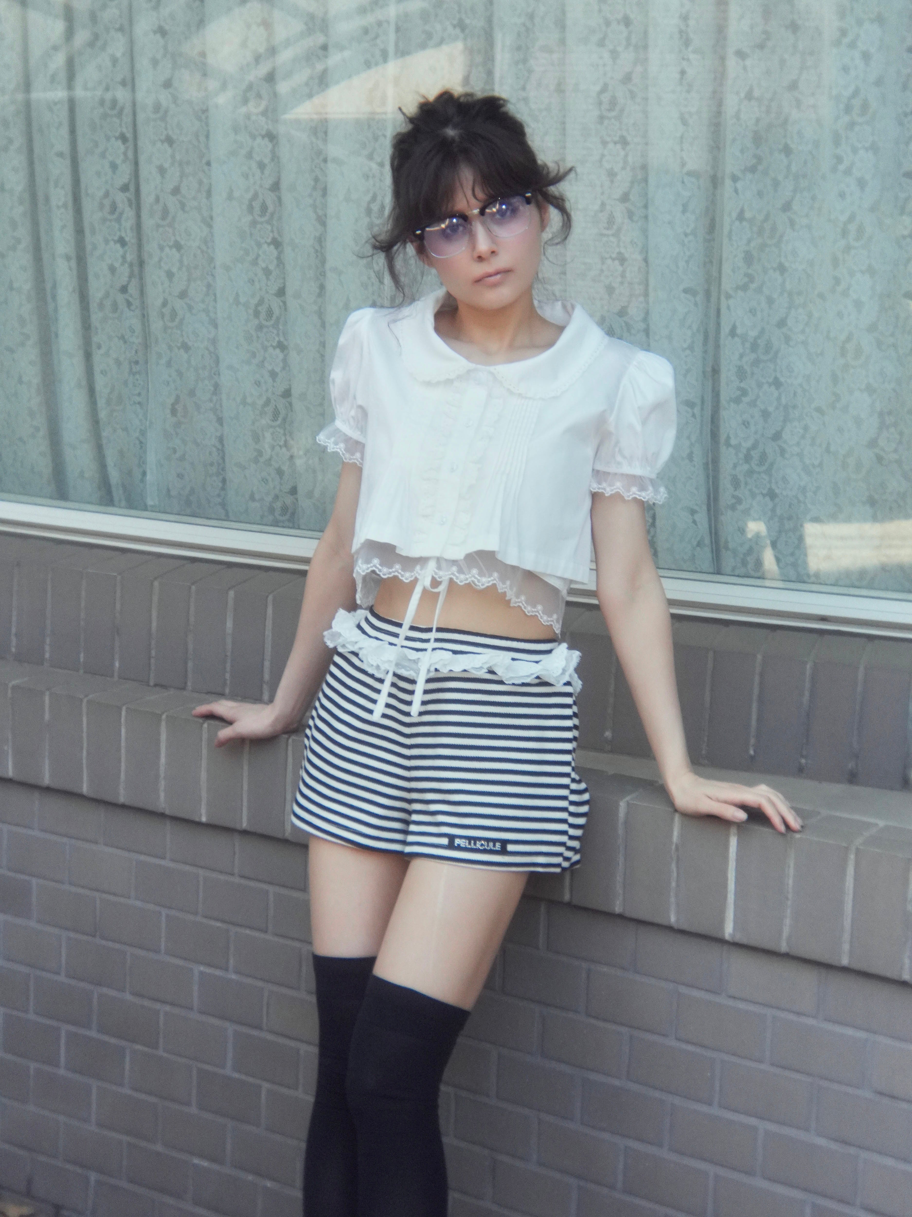 cropped puff blouse