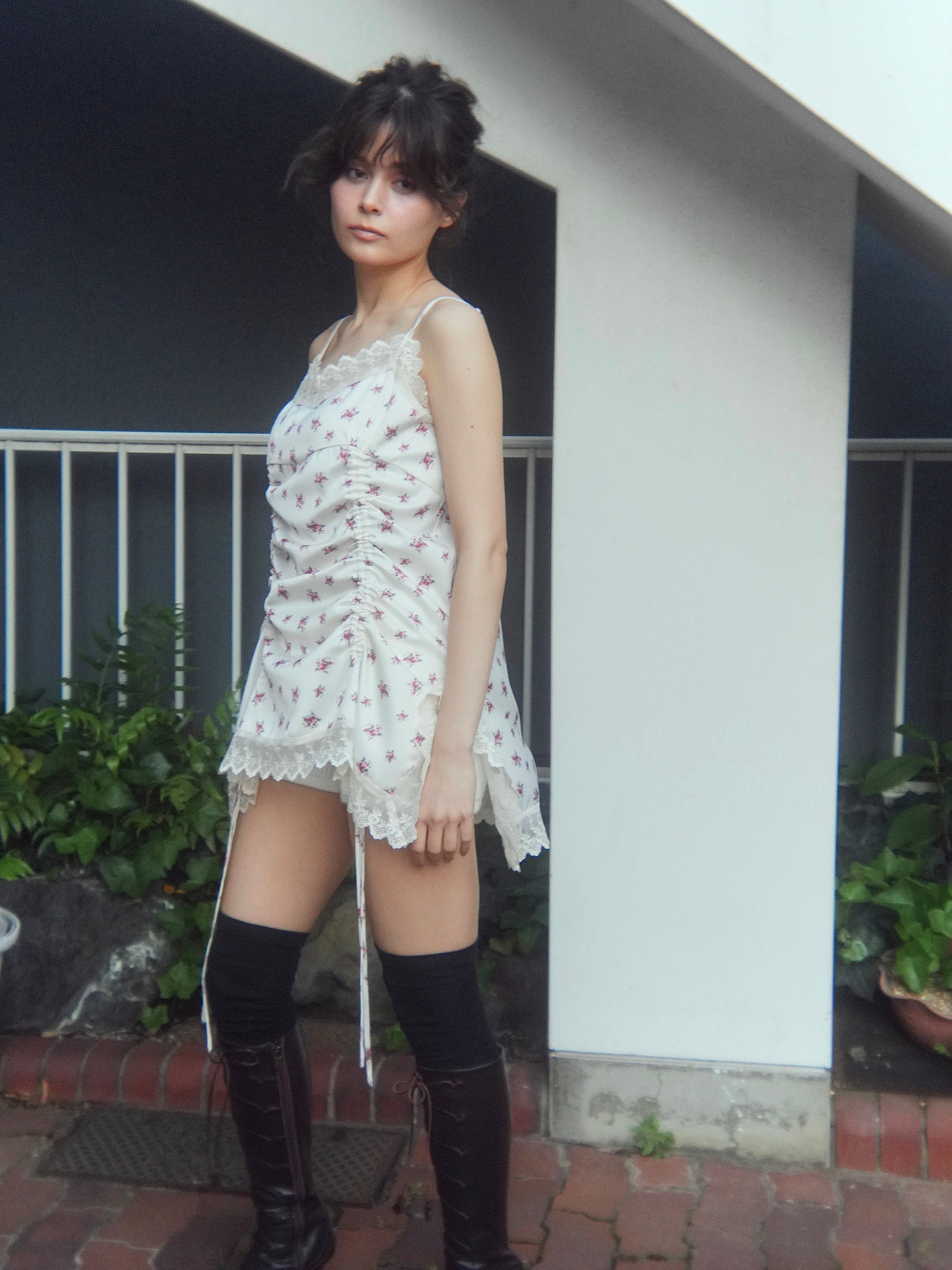 rose satin gather op