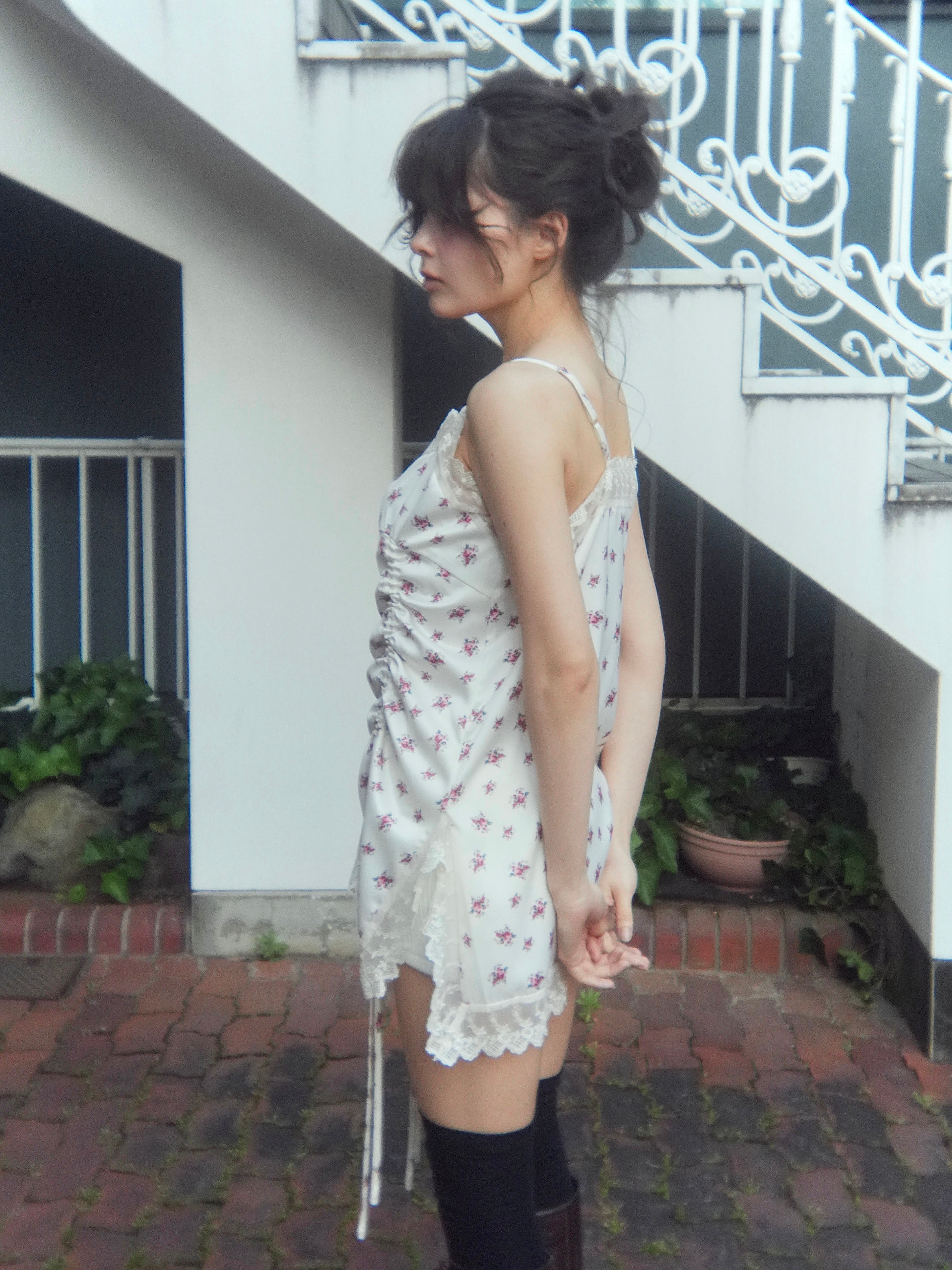 rose satin gather op