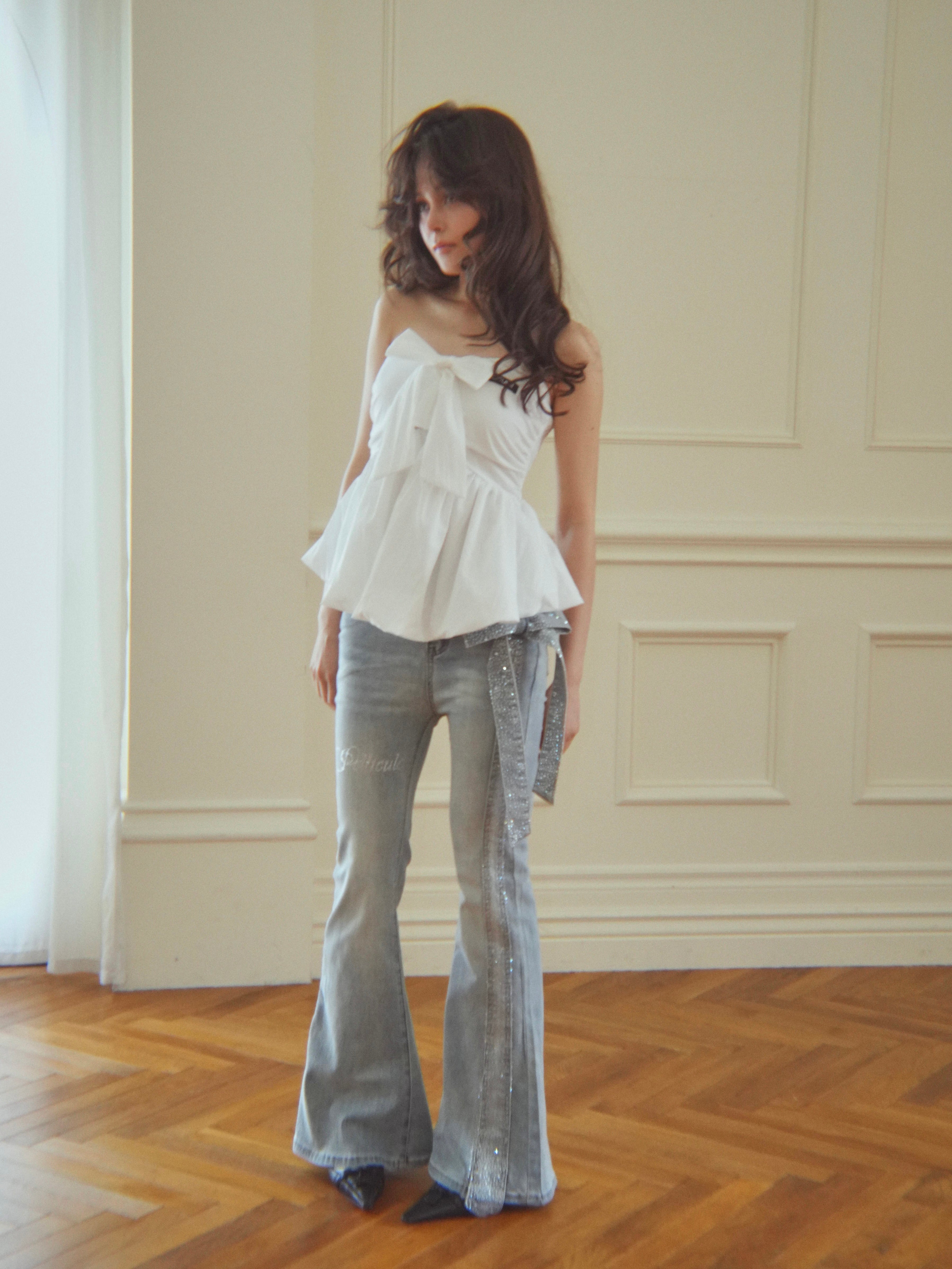ribbon peplum baretops