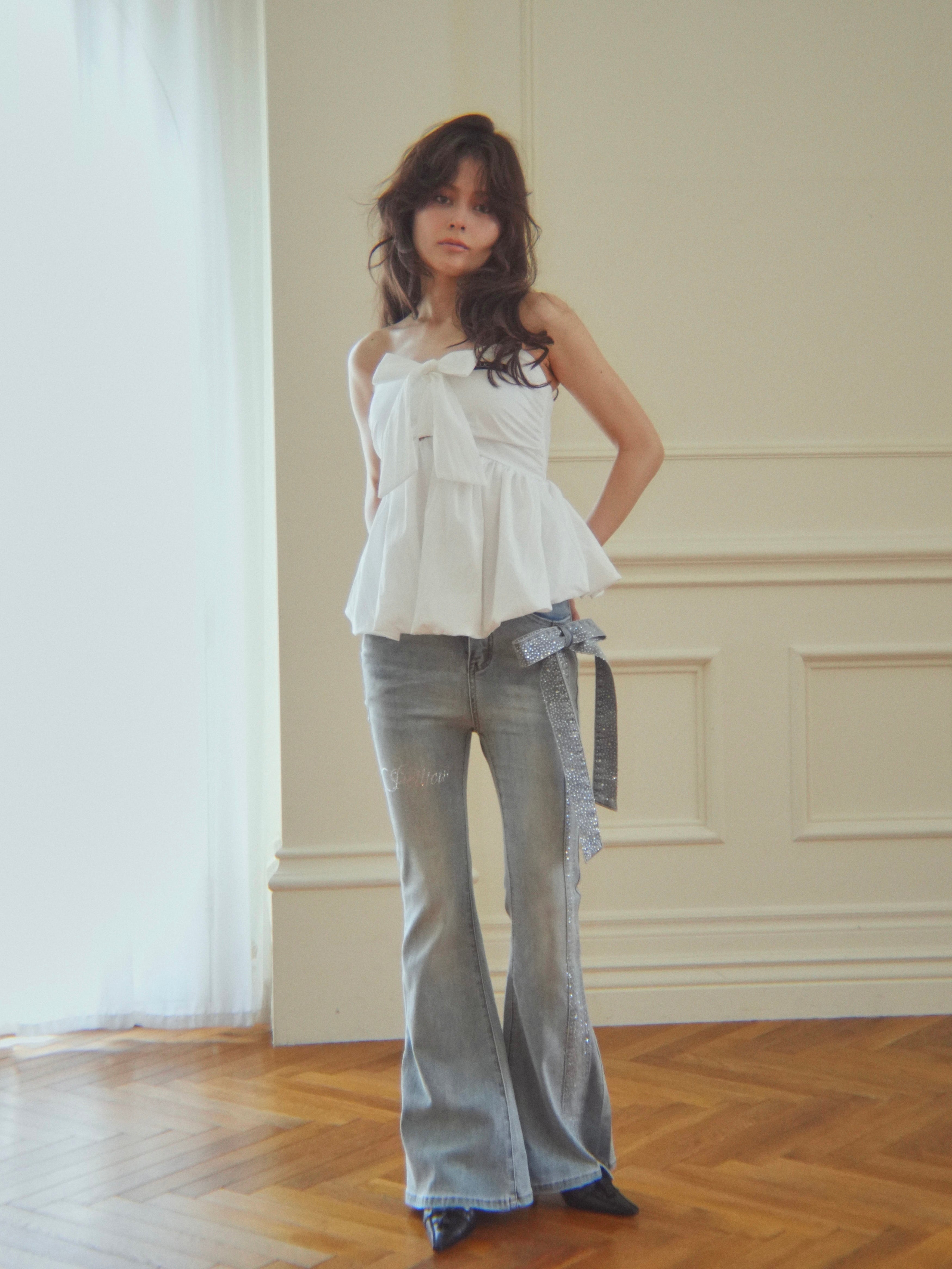 ribbon peplum baretops