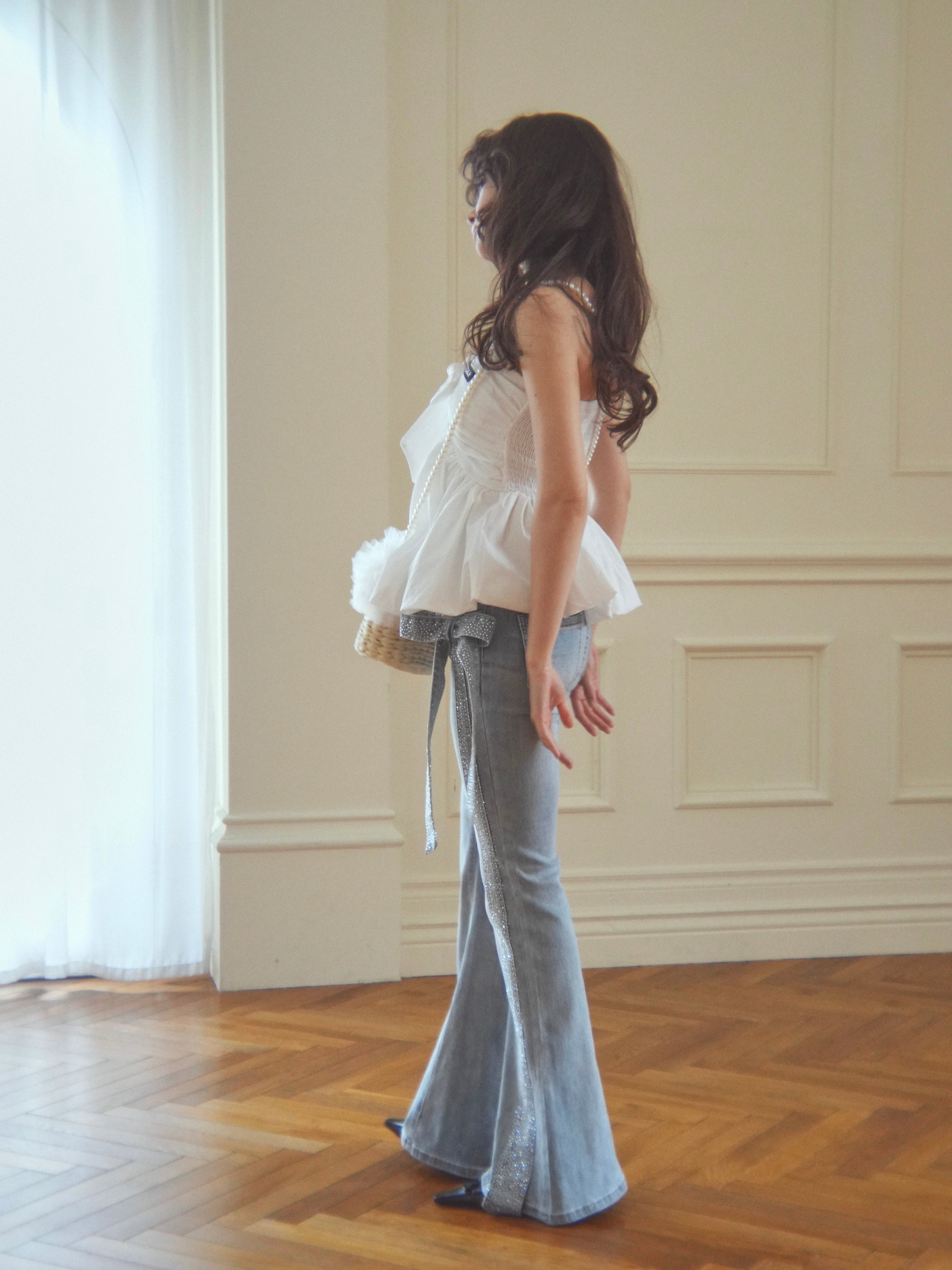 ribbon peplum baretops｜PELLICULE | ぺリキュール