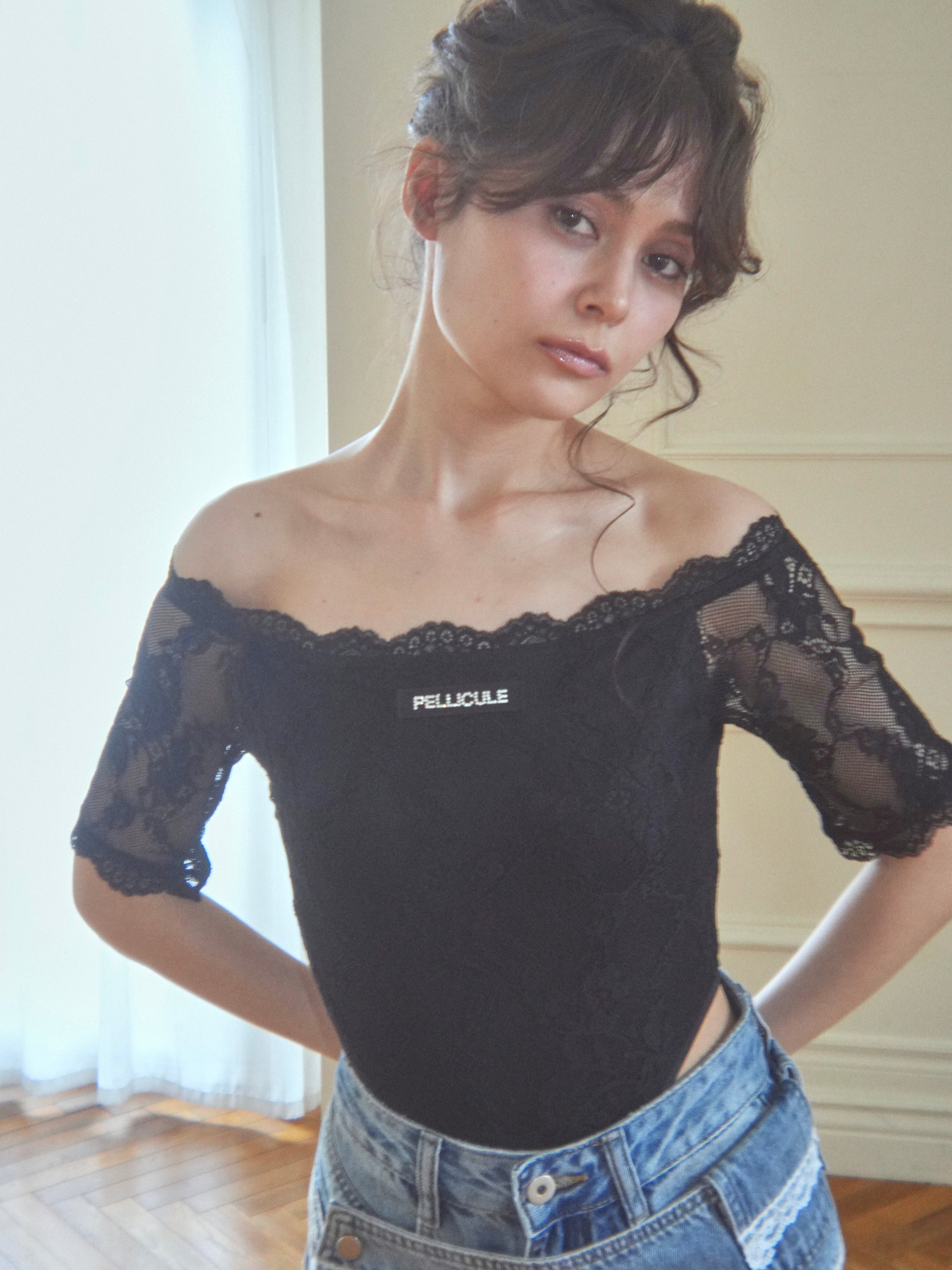 lacyskin bodysuit pelicule ぺリキュール オフショル lacyskin bodysuit｜PELLICULE | ぺリキュール