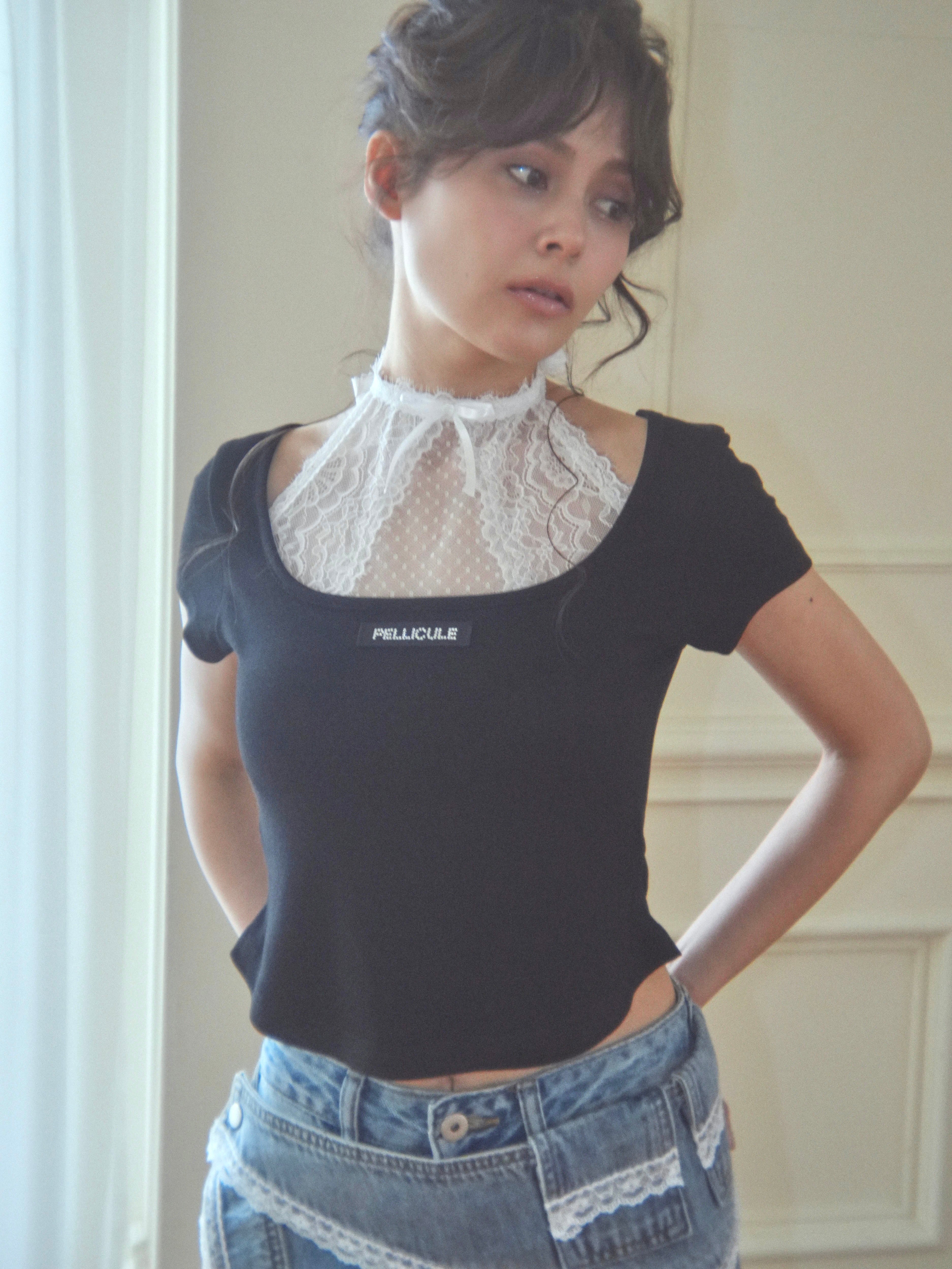 lacy halter tee