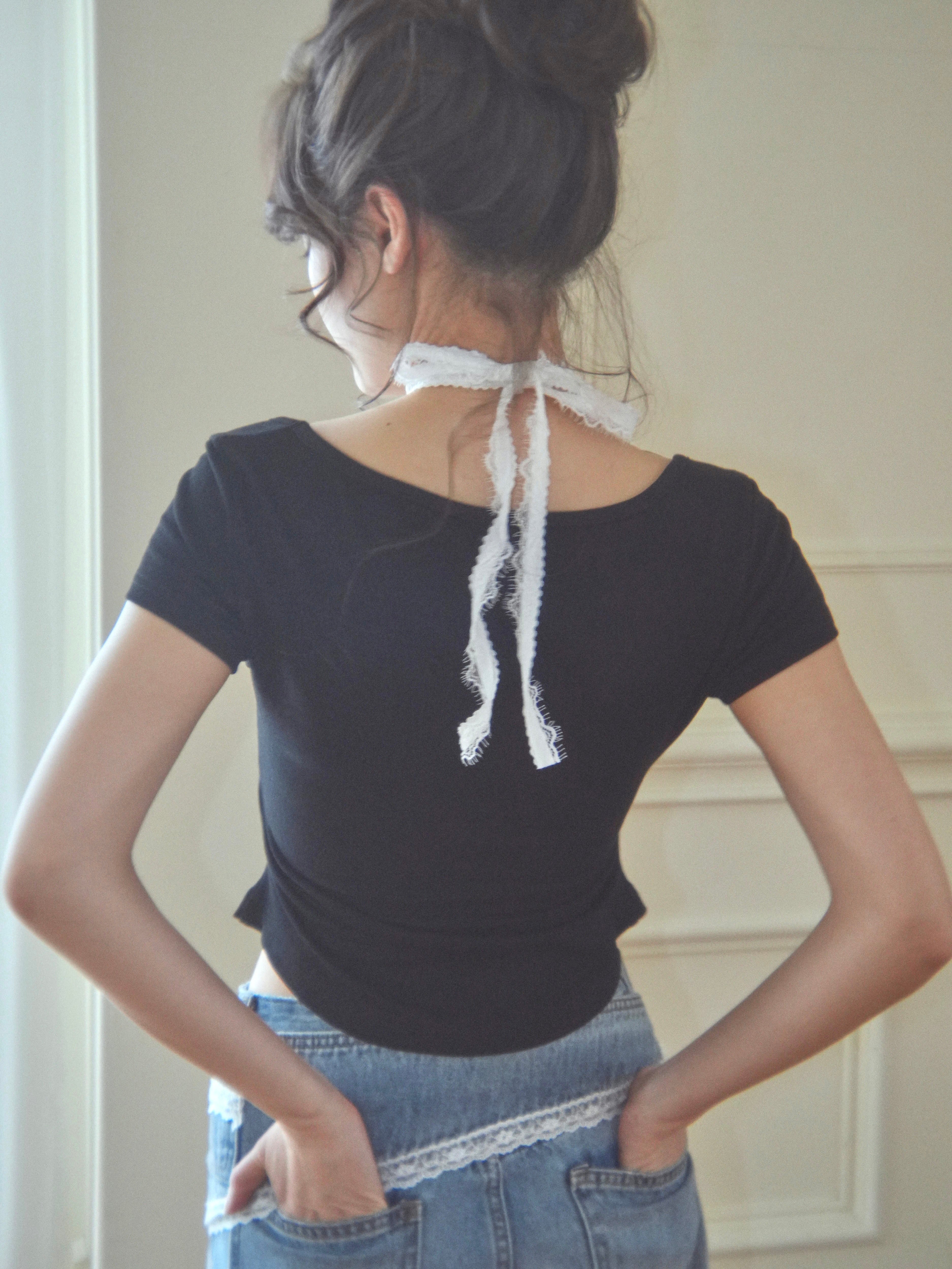 lacy halter tee