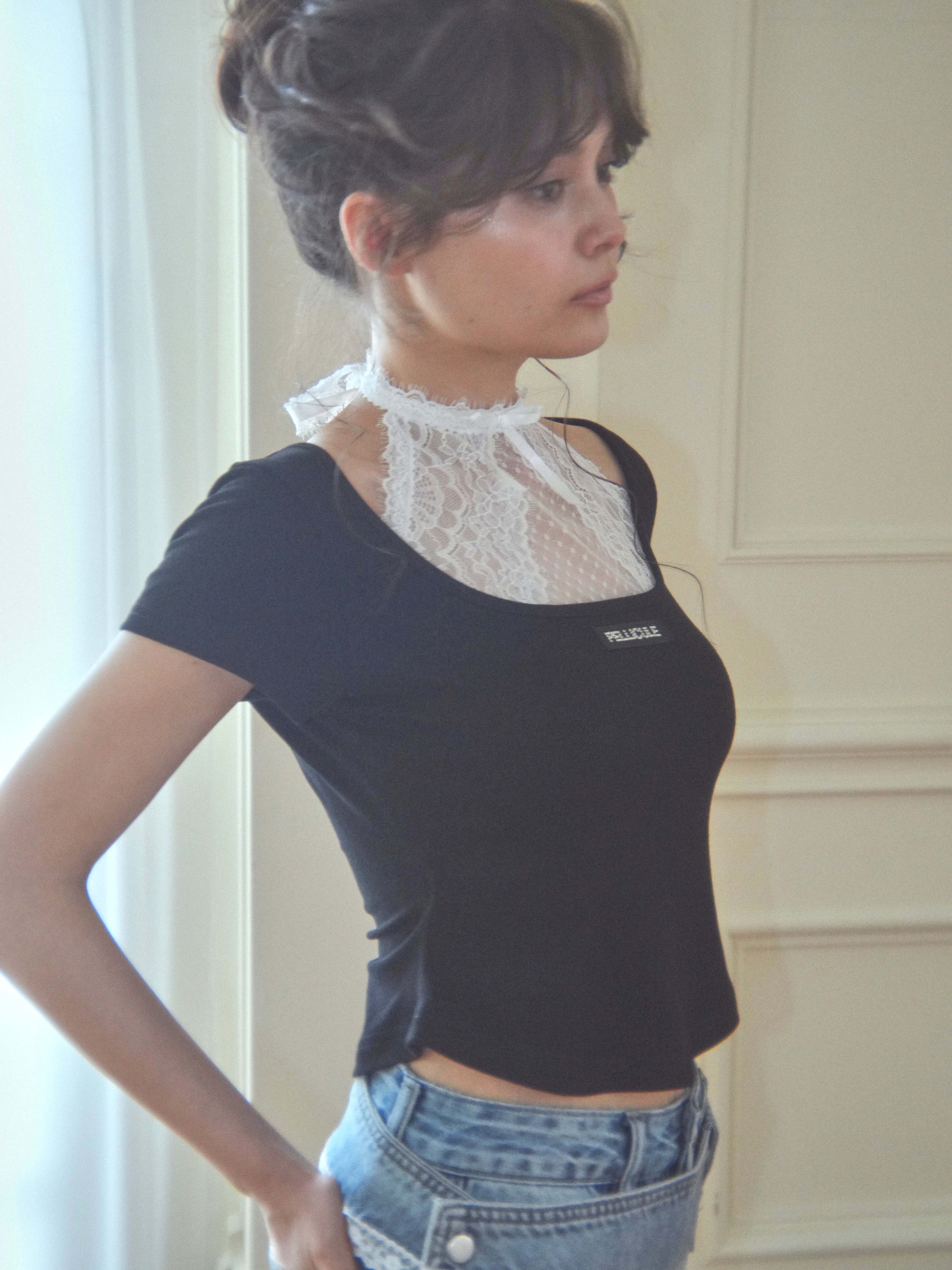 lacy halter tee