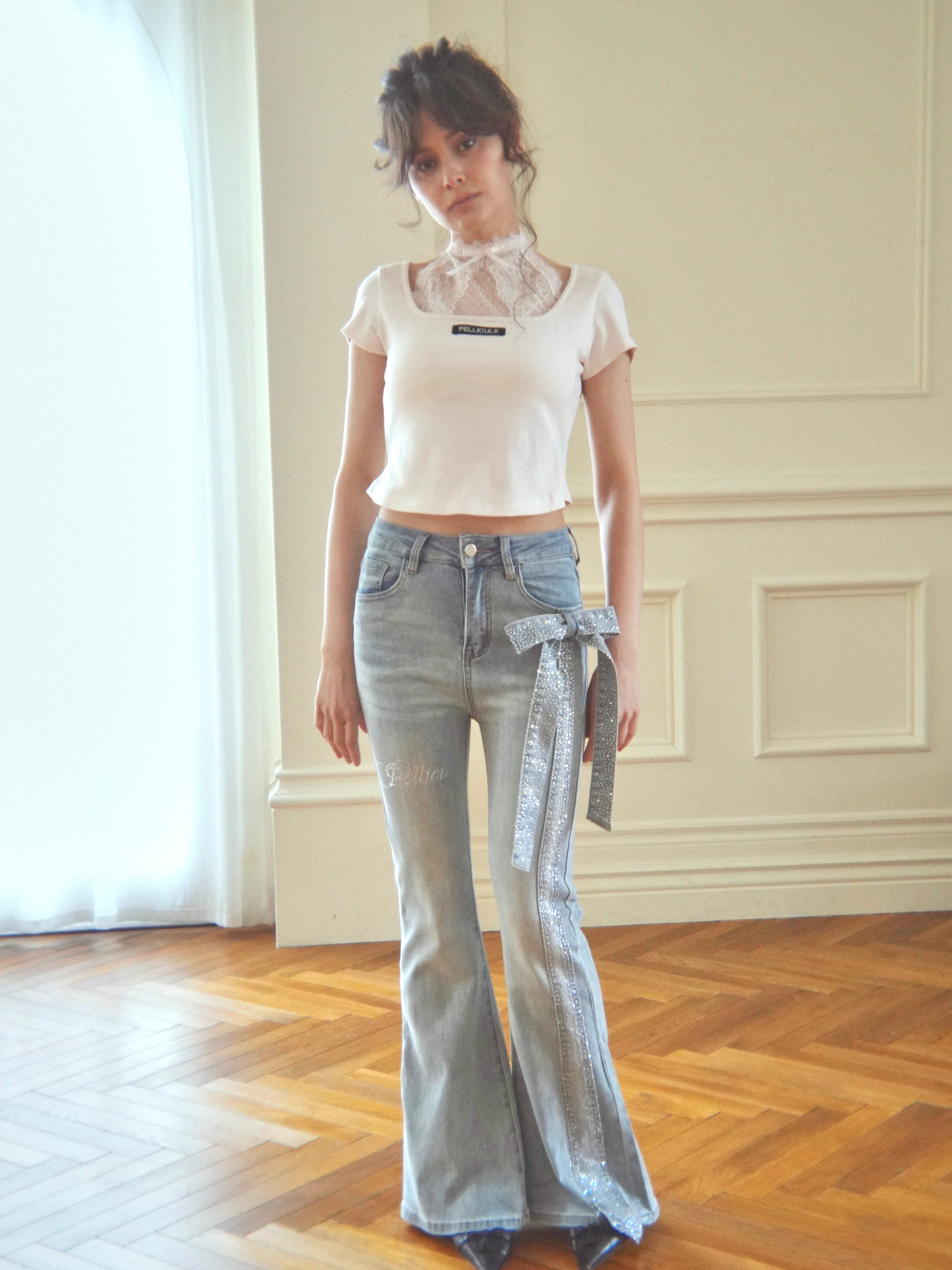 lacy halter tee