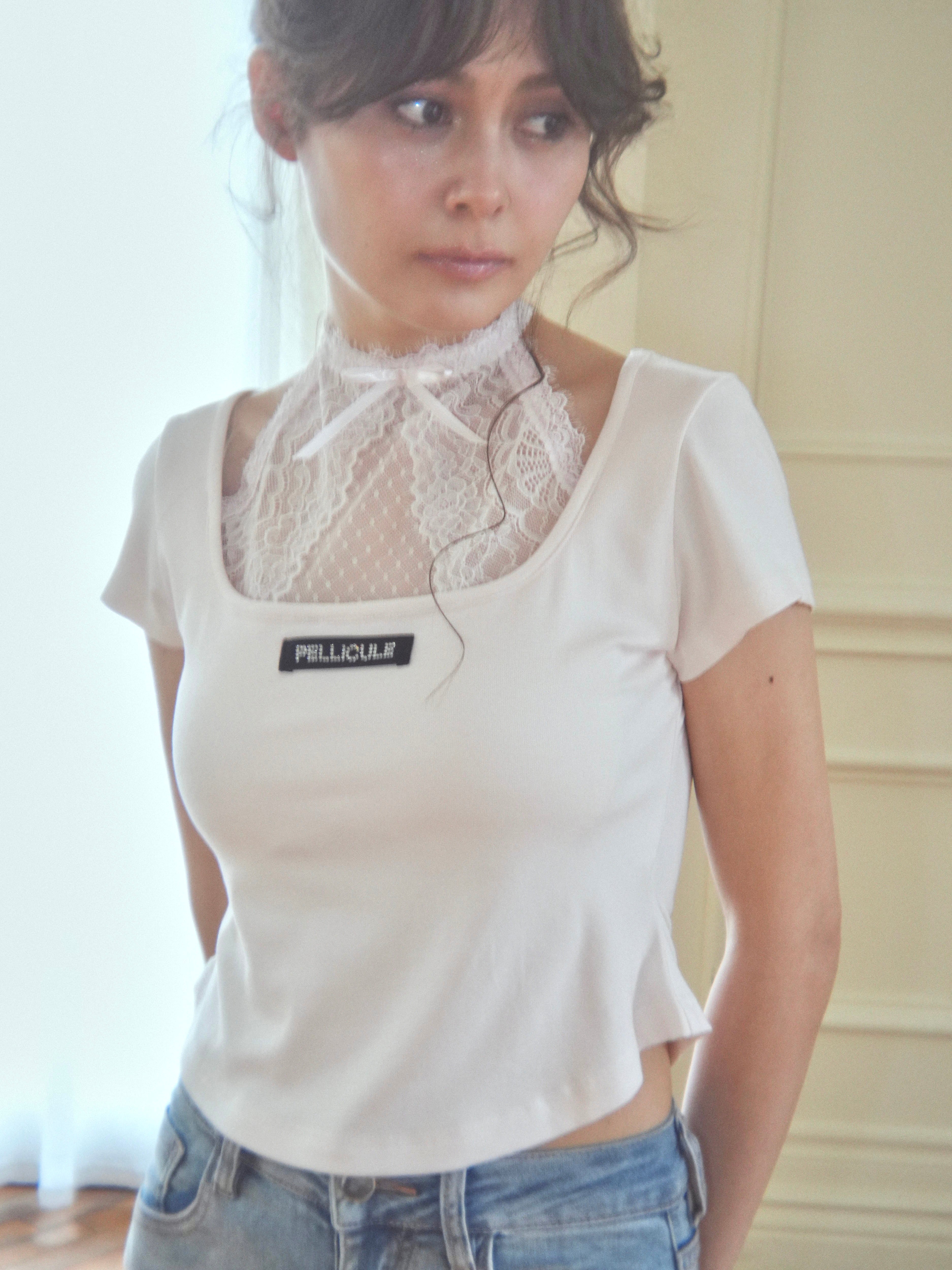 lacy halter tee