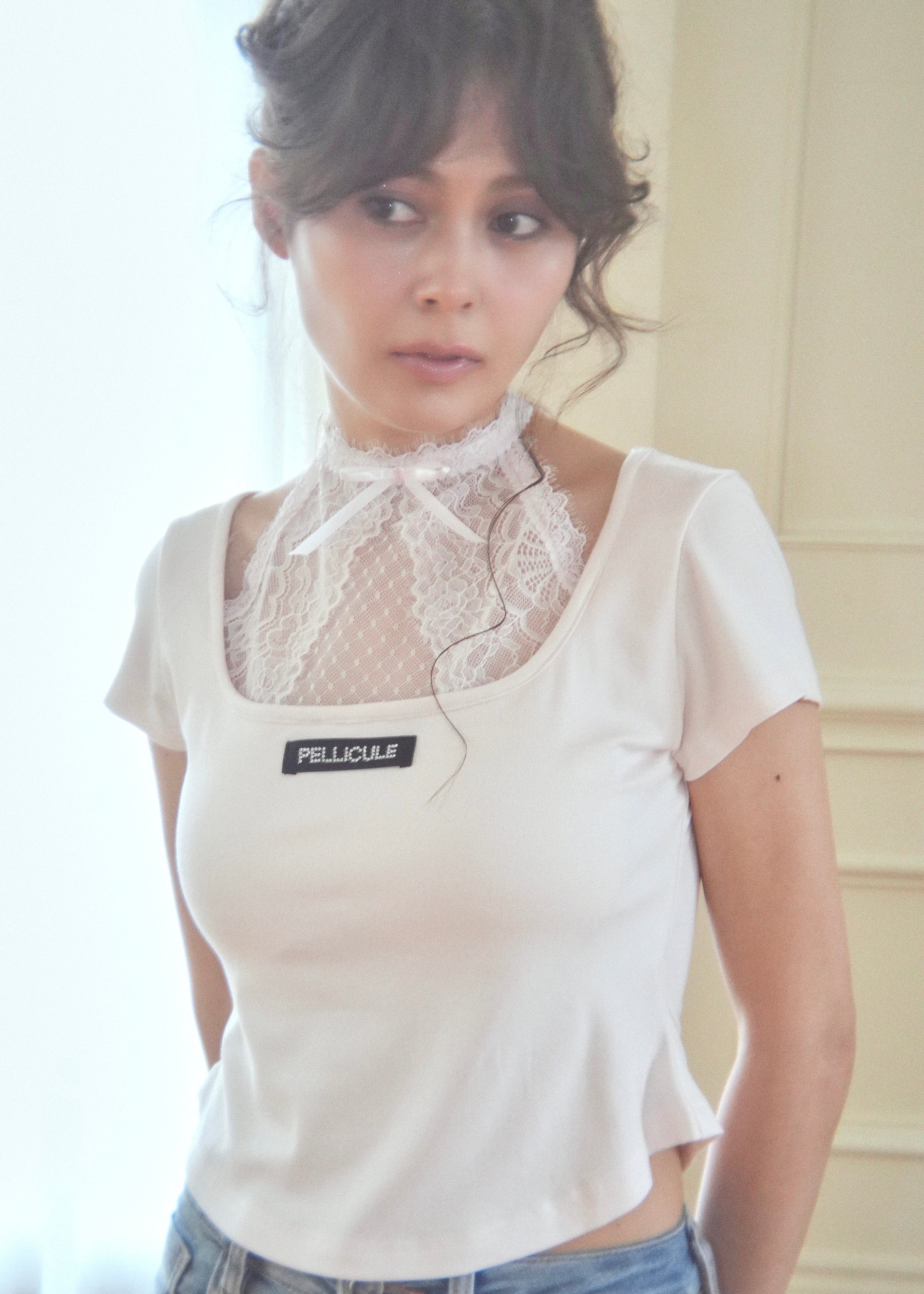 lacy halter tee