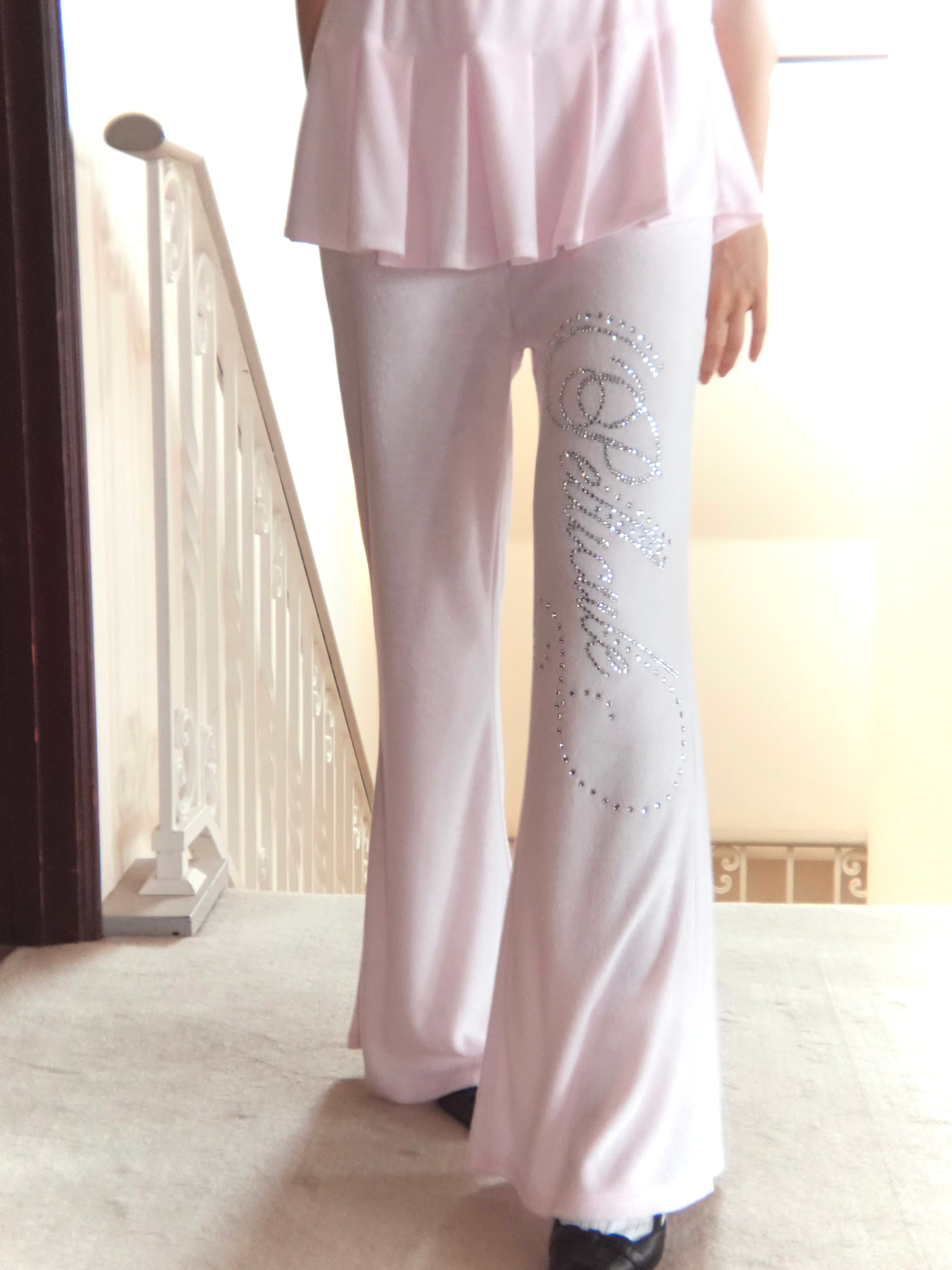 motif pile flare pants