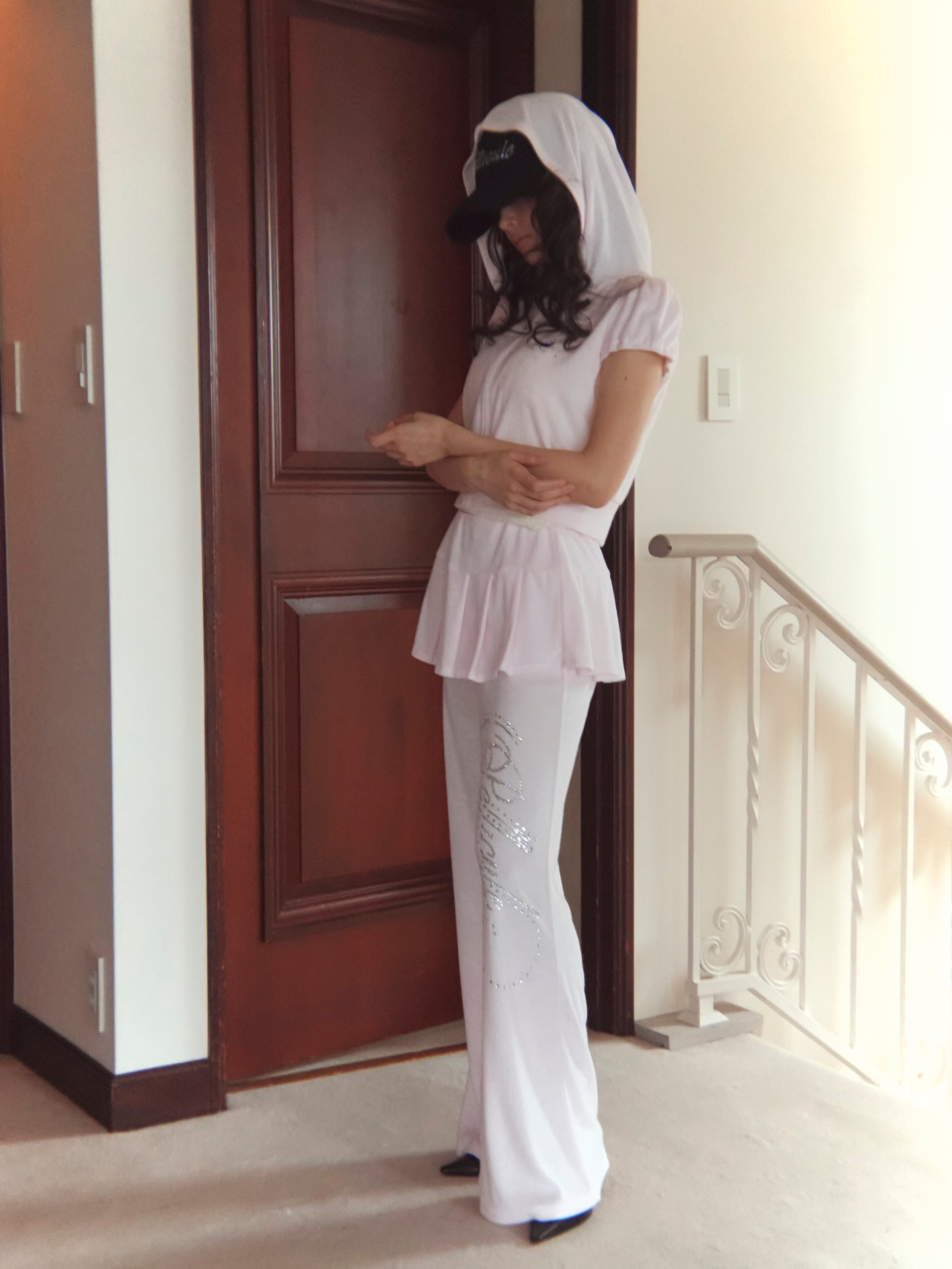 motif pile flare pants
