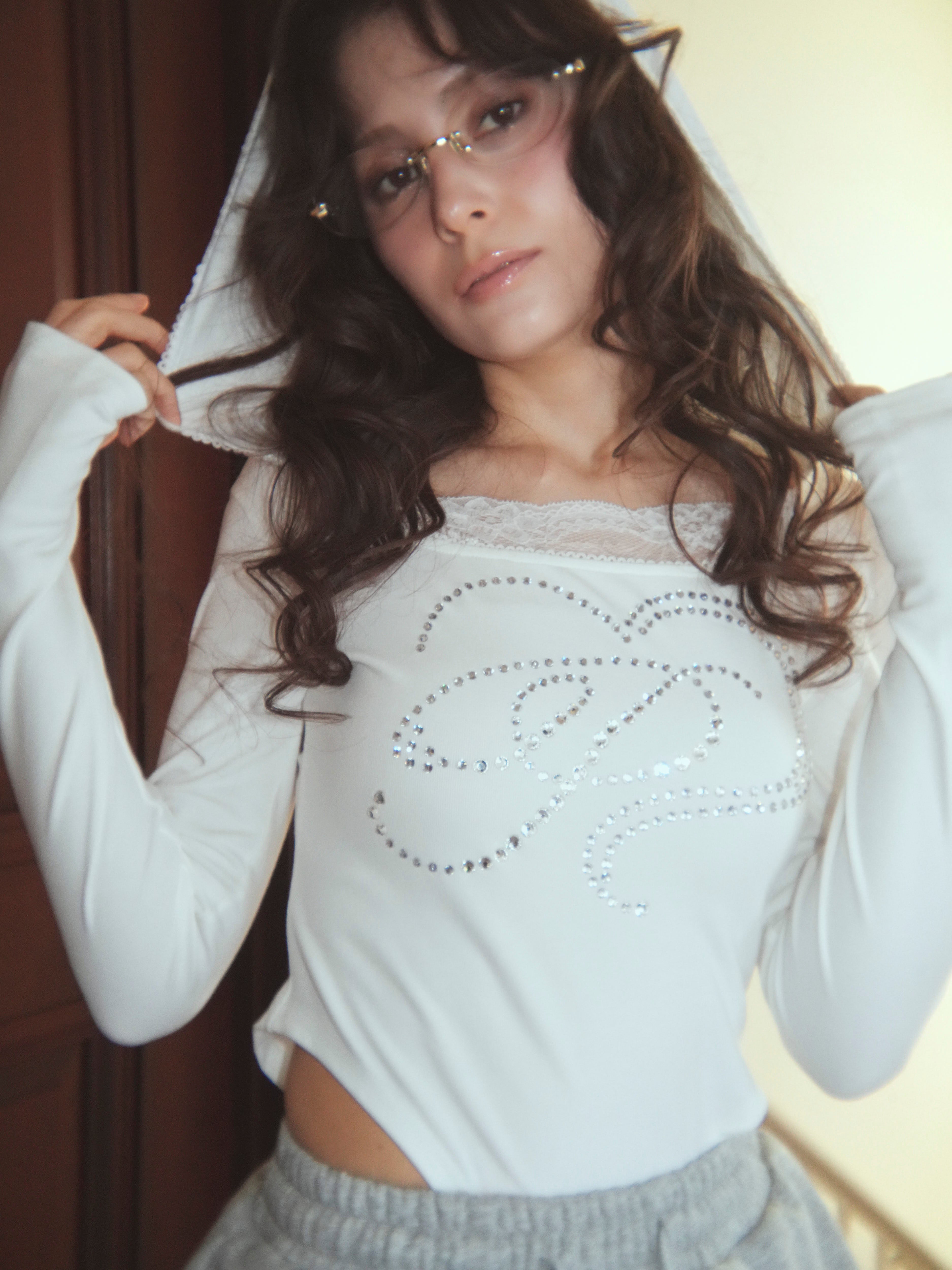 motif hoodie bodysuits