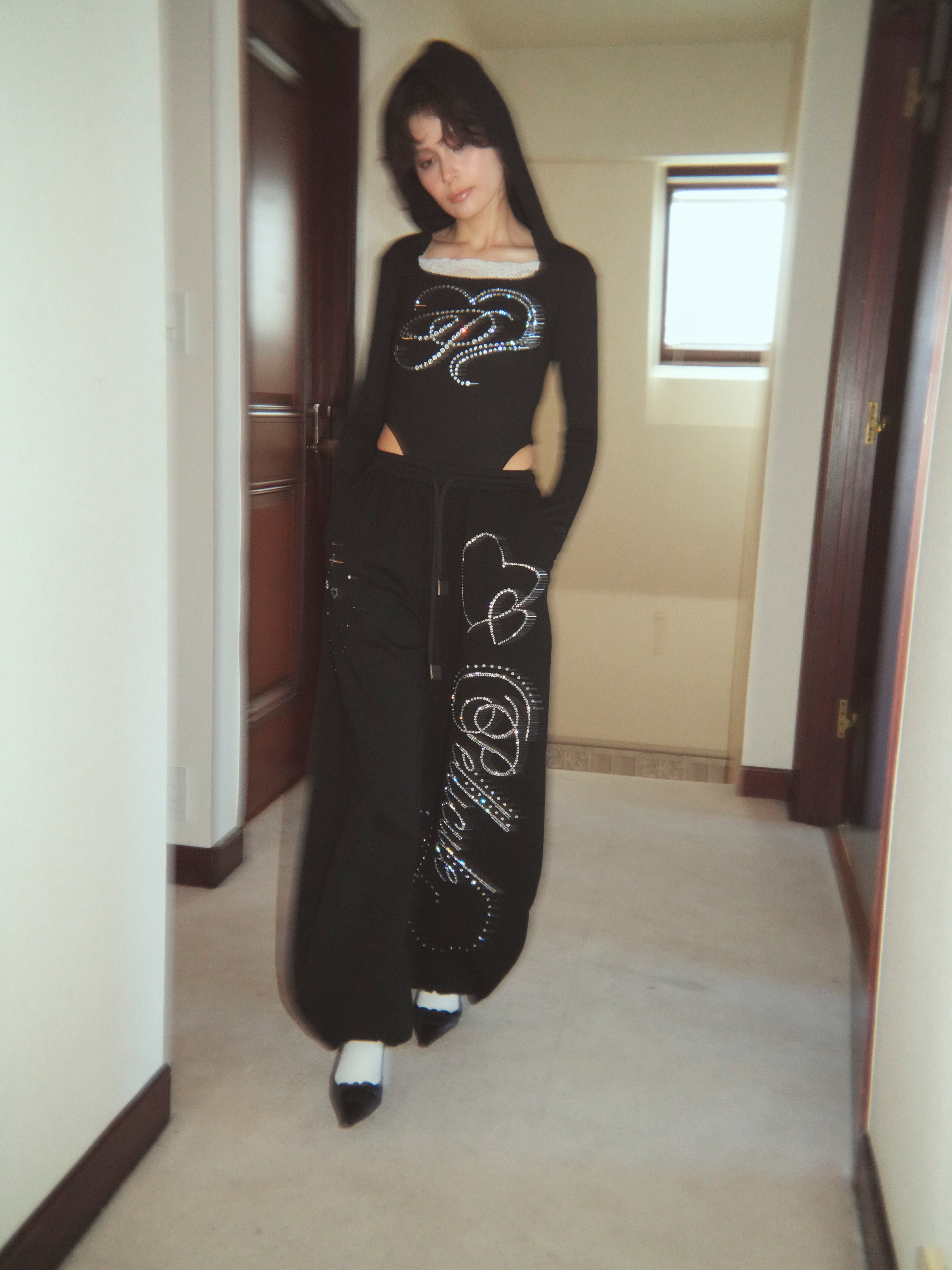 motif hoodie bodysuits