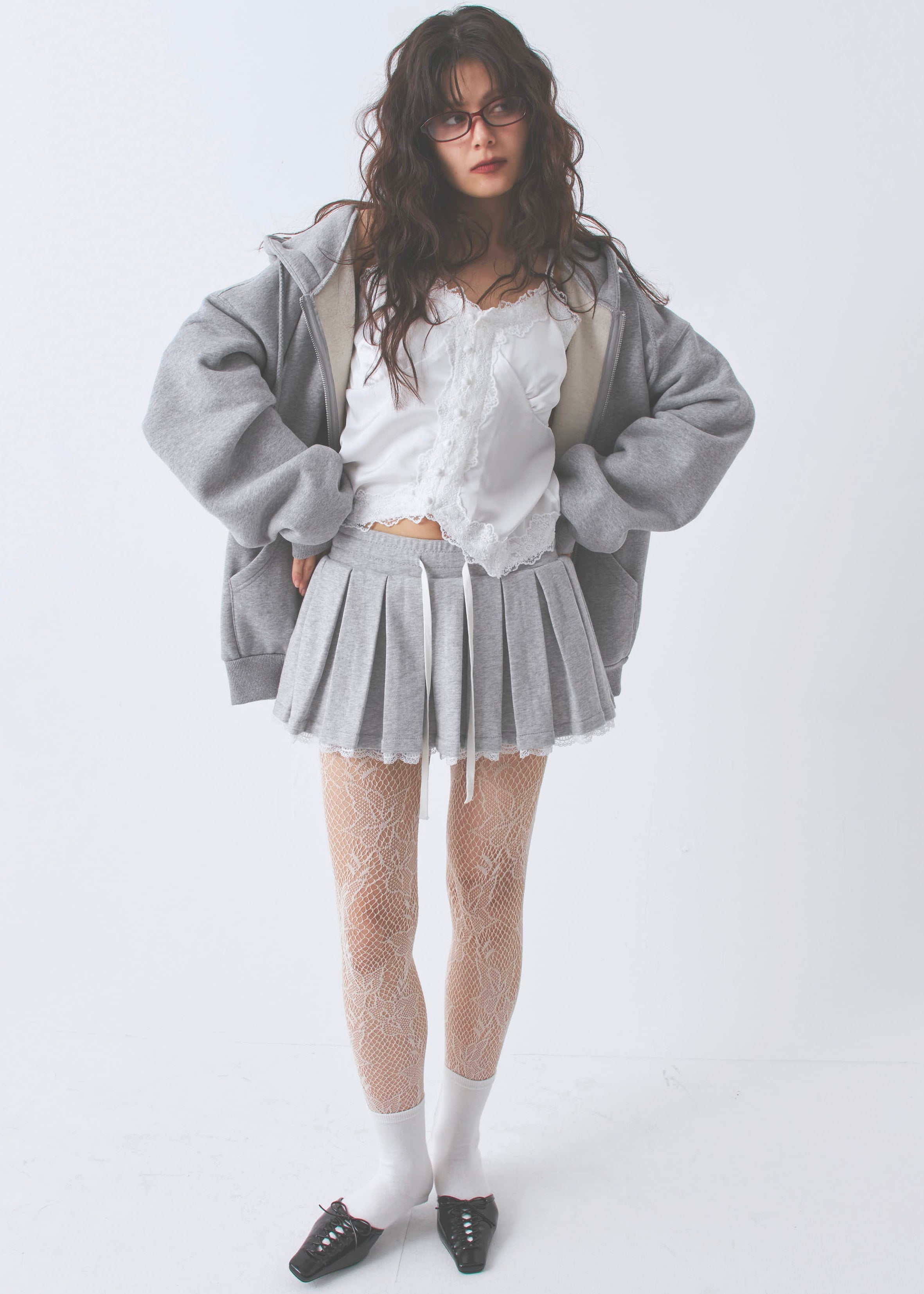 【一部予約】sweat lace pleats skirt