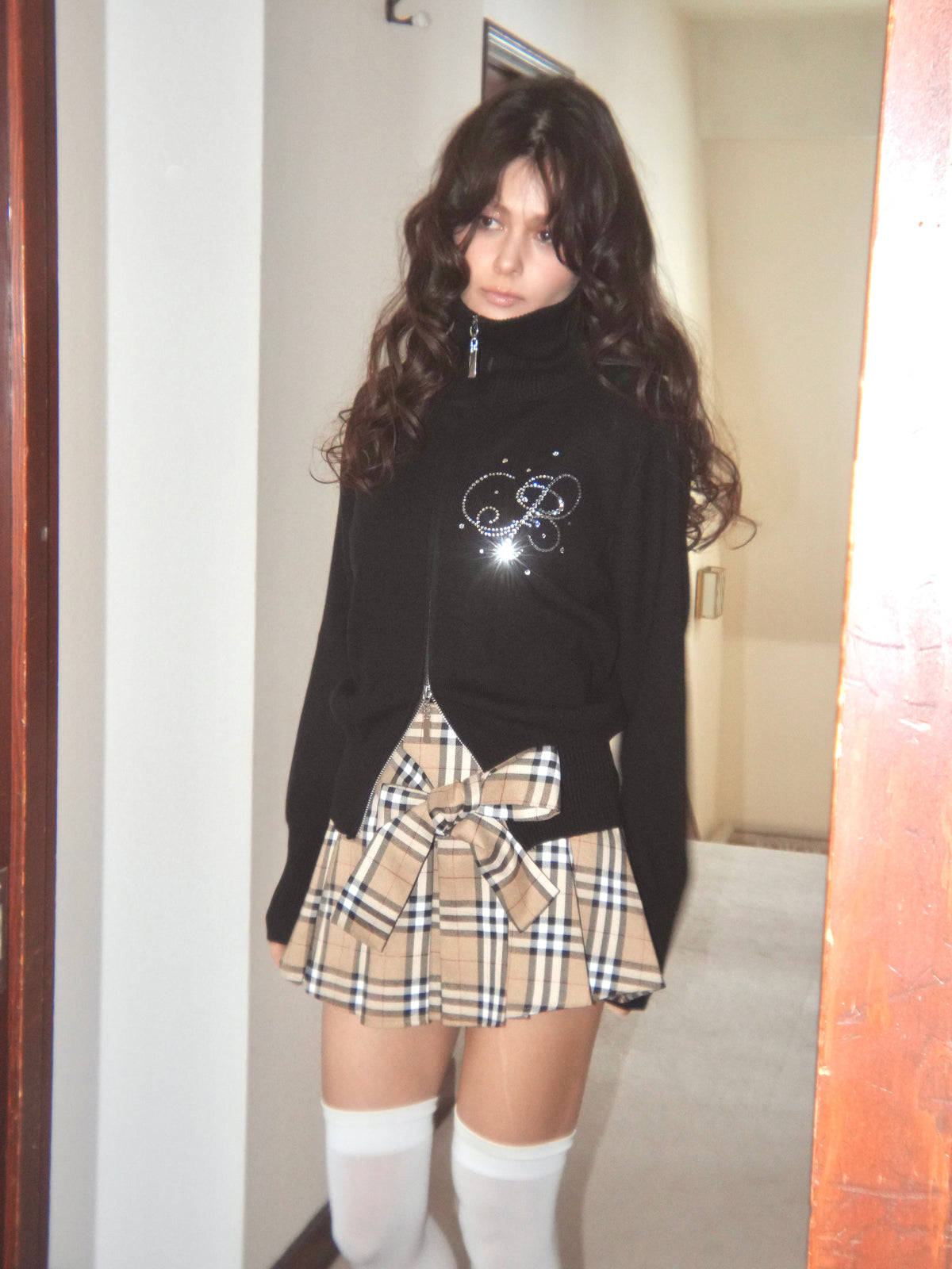 waistribbon pleats skirt