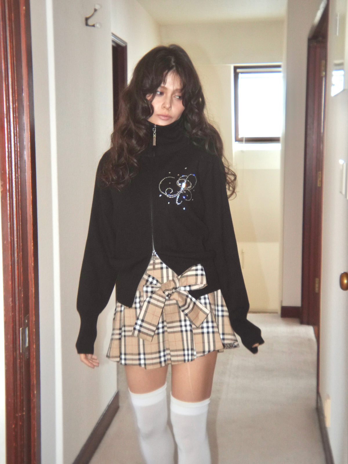 waistribbon pleats skirt