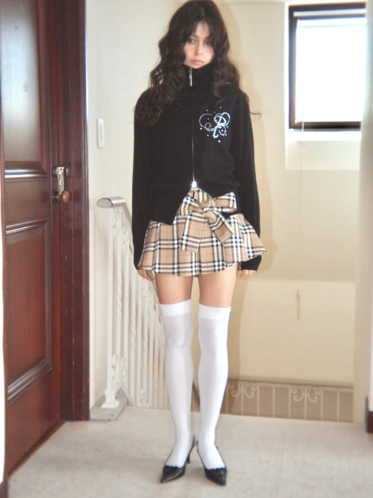 waistribbon pleats skirt
