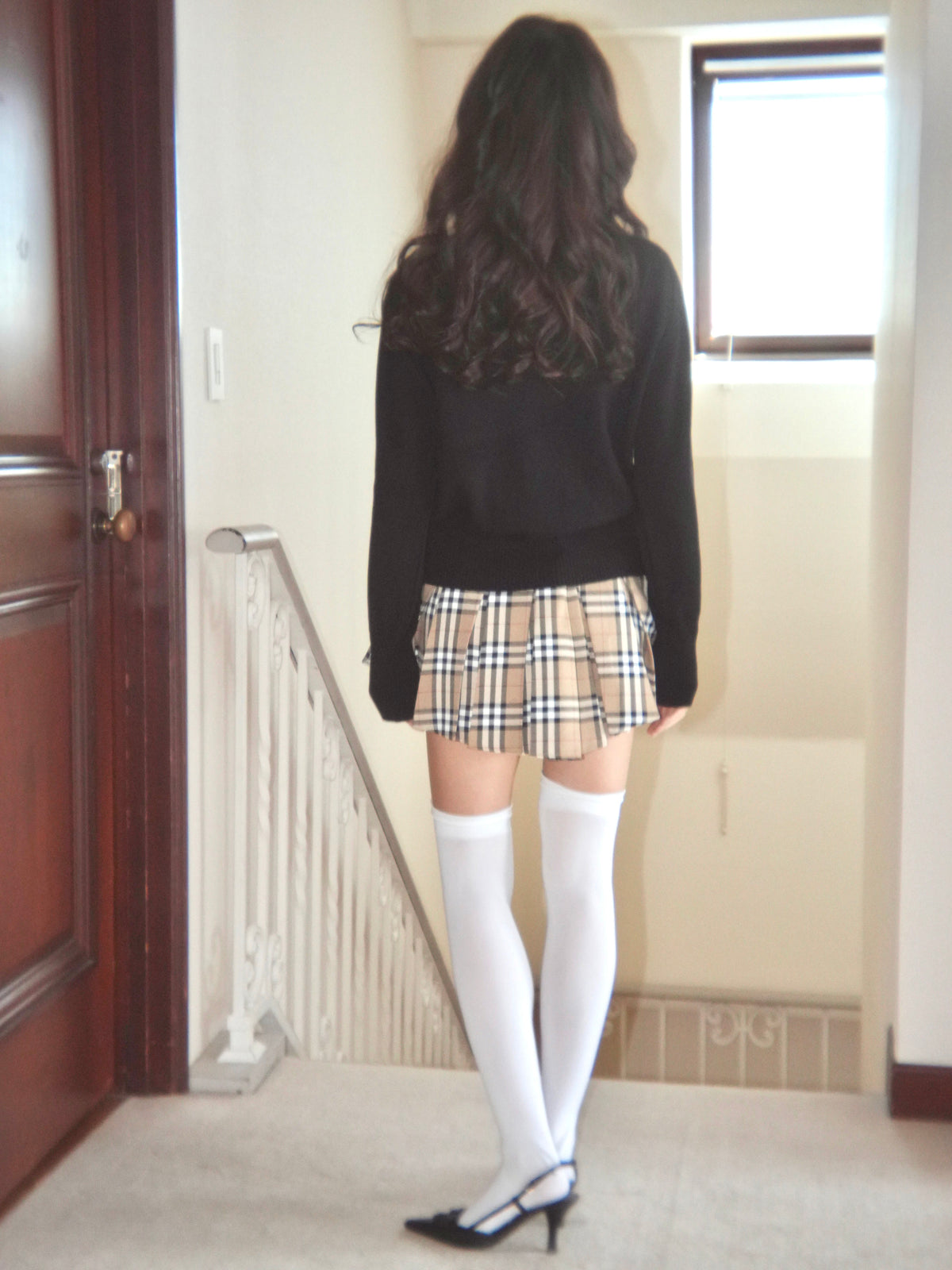 waistribbon pleats skirt