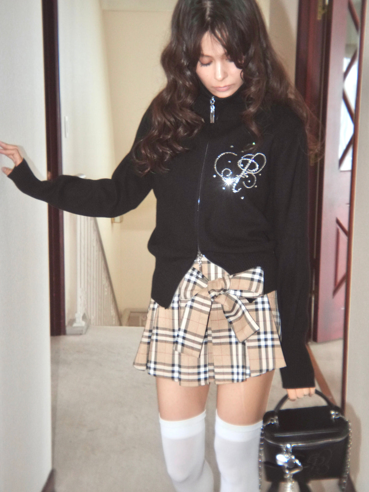 waistribbon pleats skirt