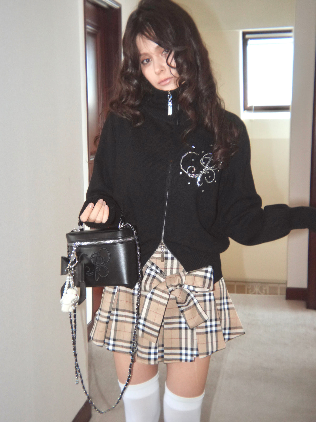 waistribbon pleats skirt