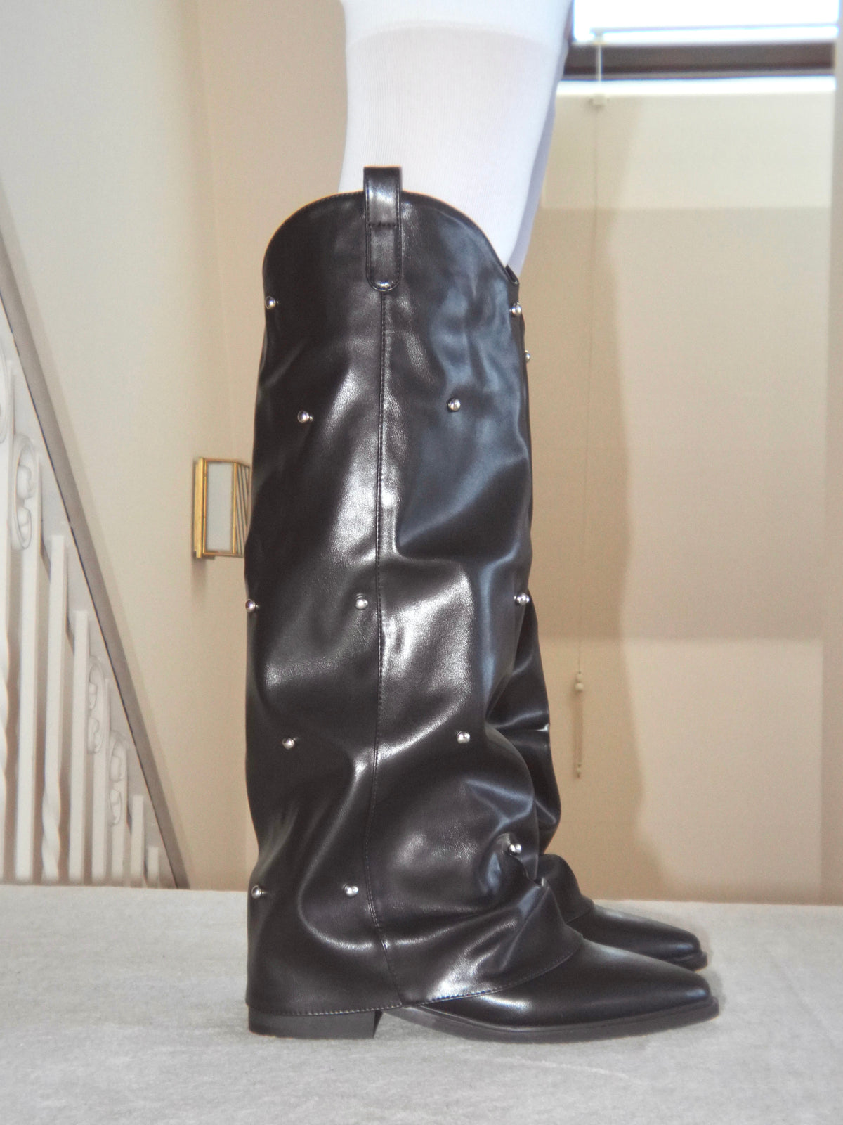 studs slouchy boots