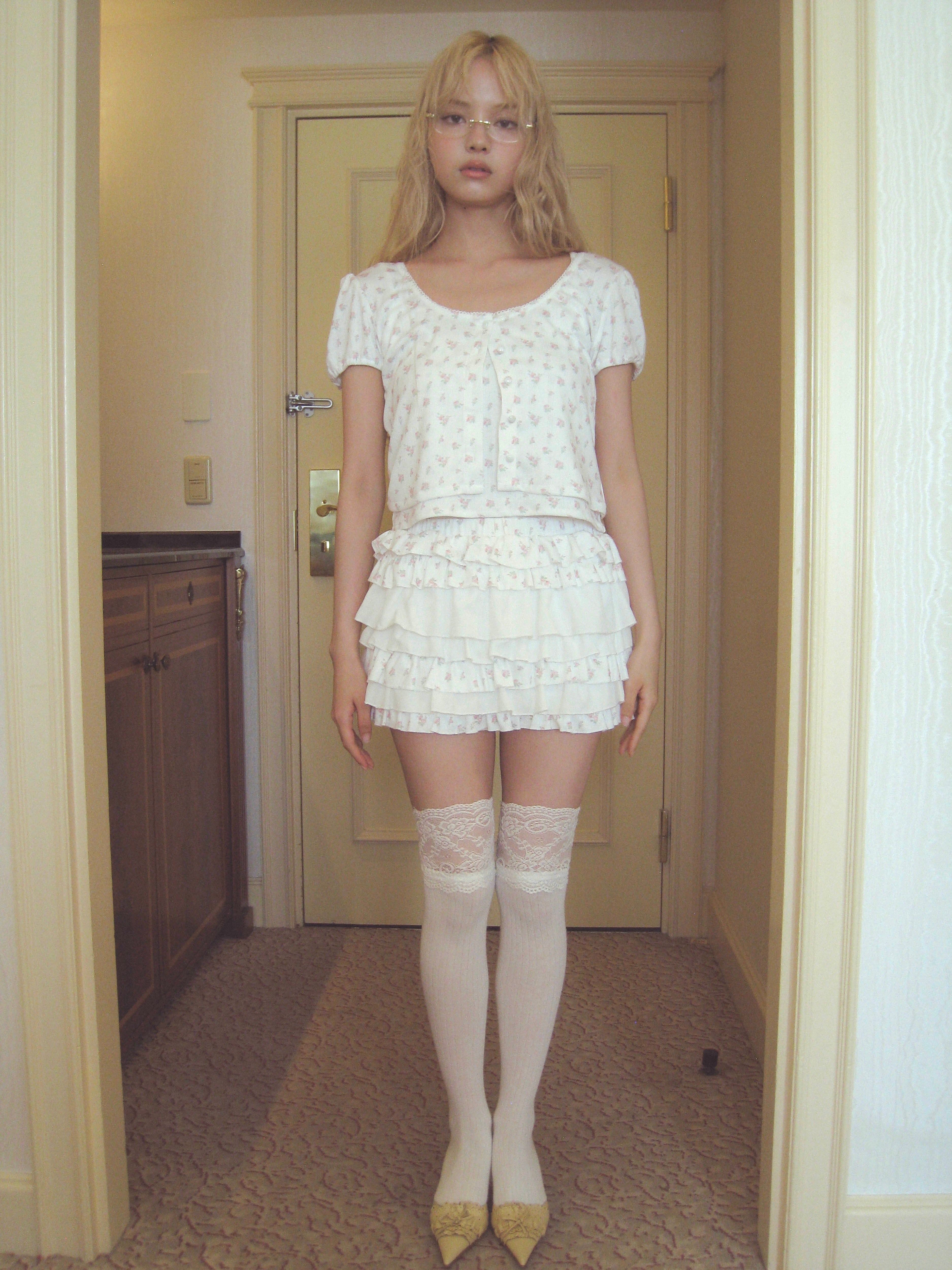 スカート PELLICULE rose eyelet tiered mini pants rose eyelet tiered mini pants｜PELLICULE | ぺリキュール