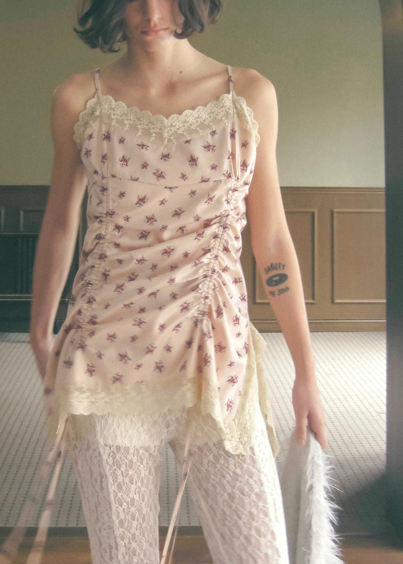 rose satin gather op