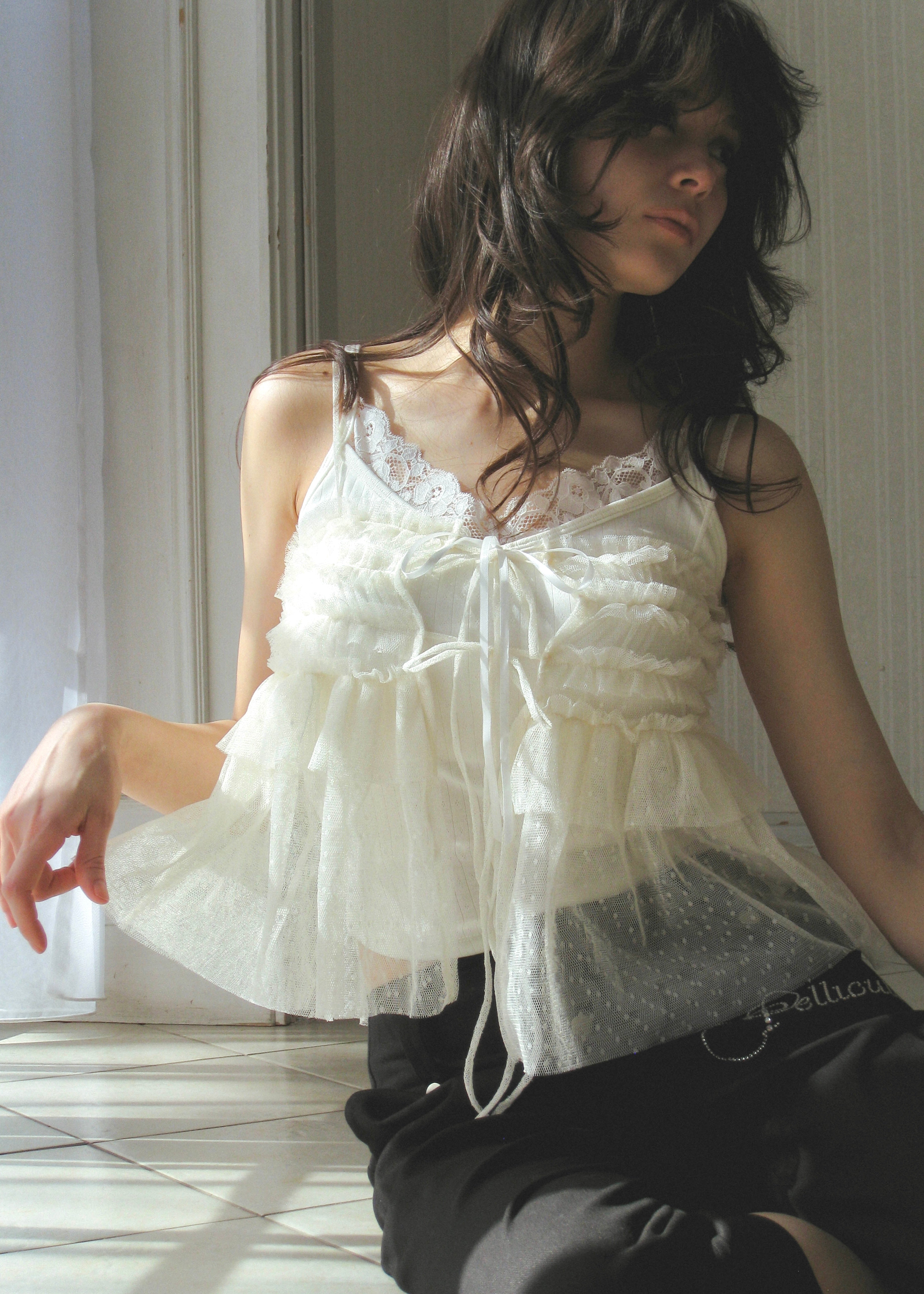 fluffy frill camisole