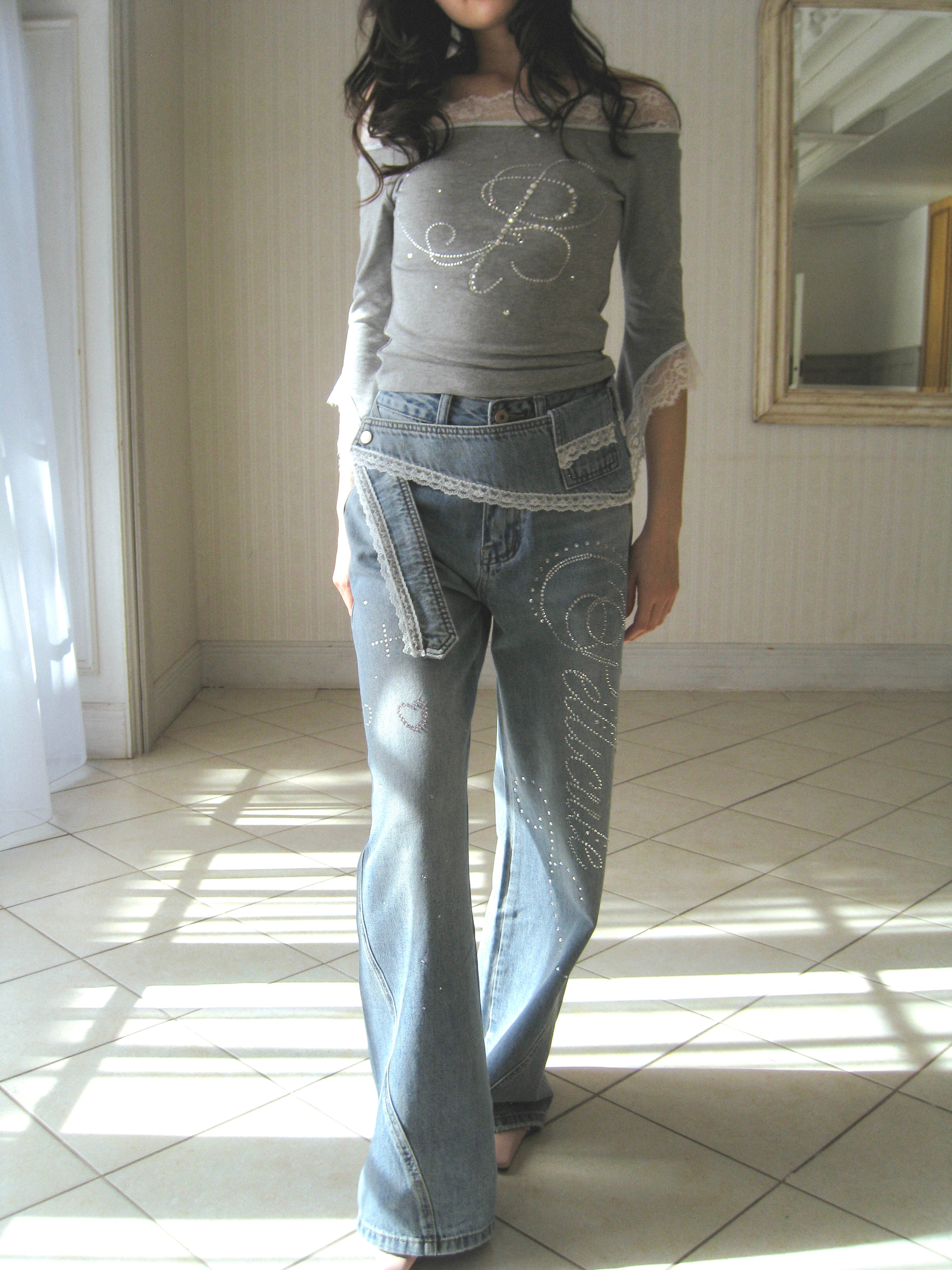 予約】lacybelt motif denim｜PELLICULE | ぺリキュール