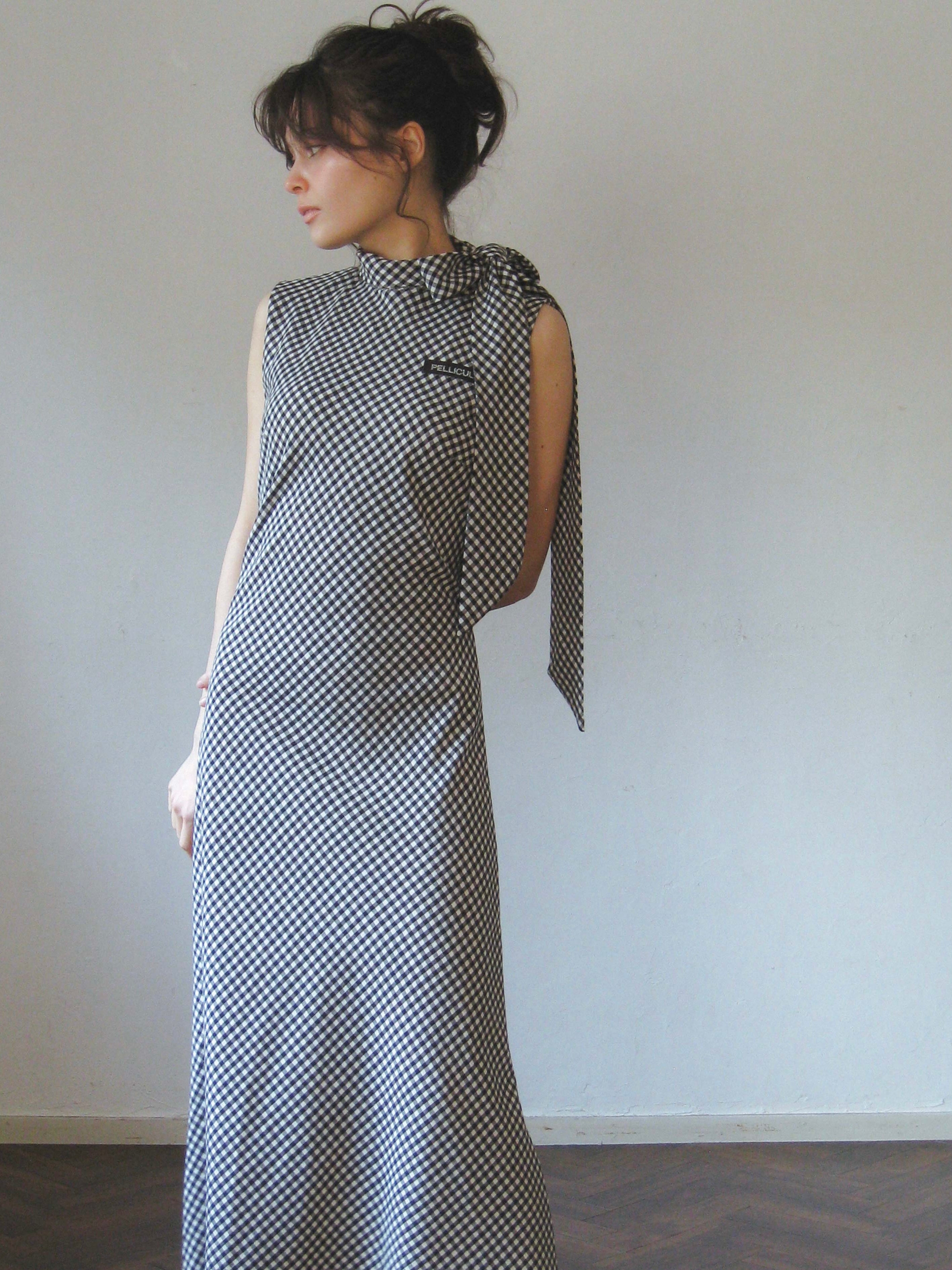 neckribbon check one-piece