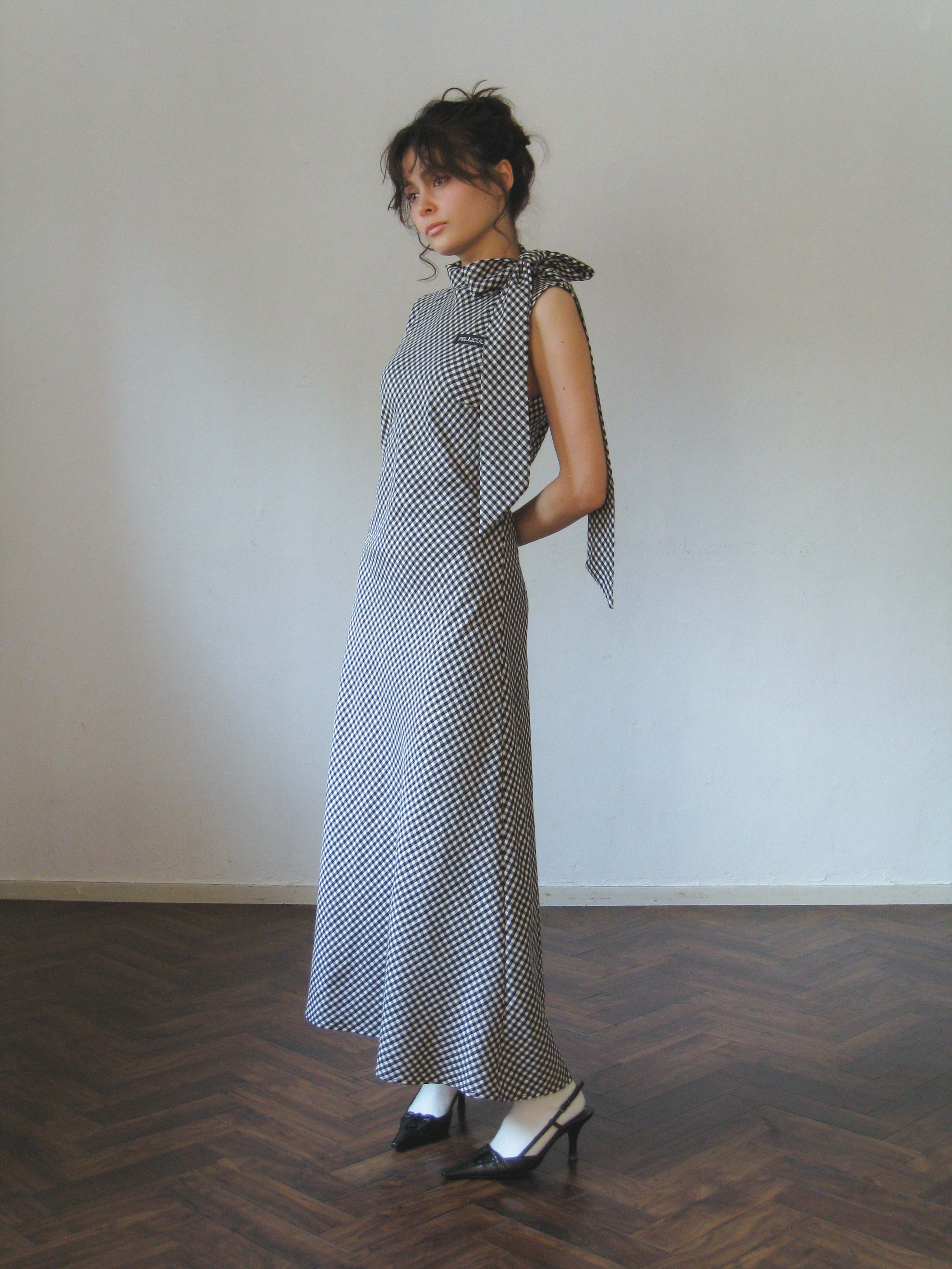 neckribbon check one-piece