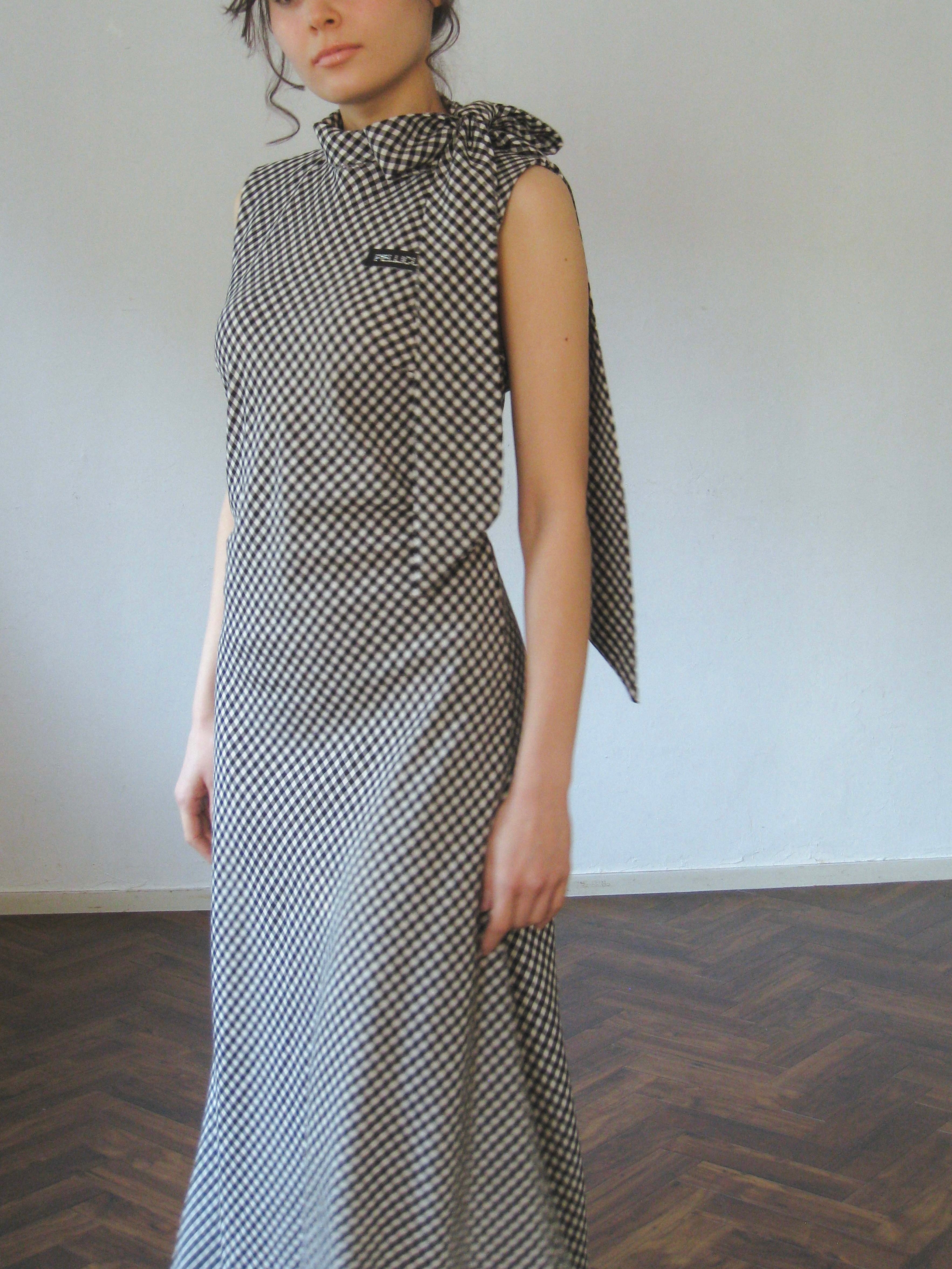 neckribbon check one-piece