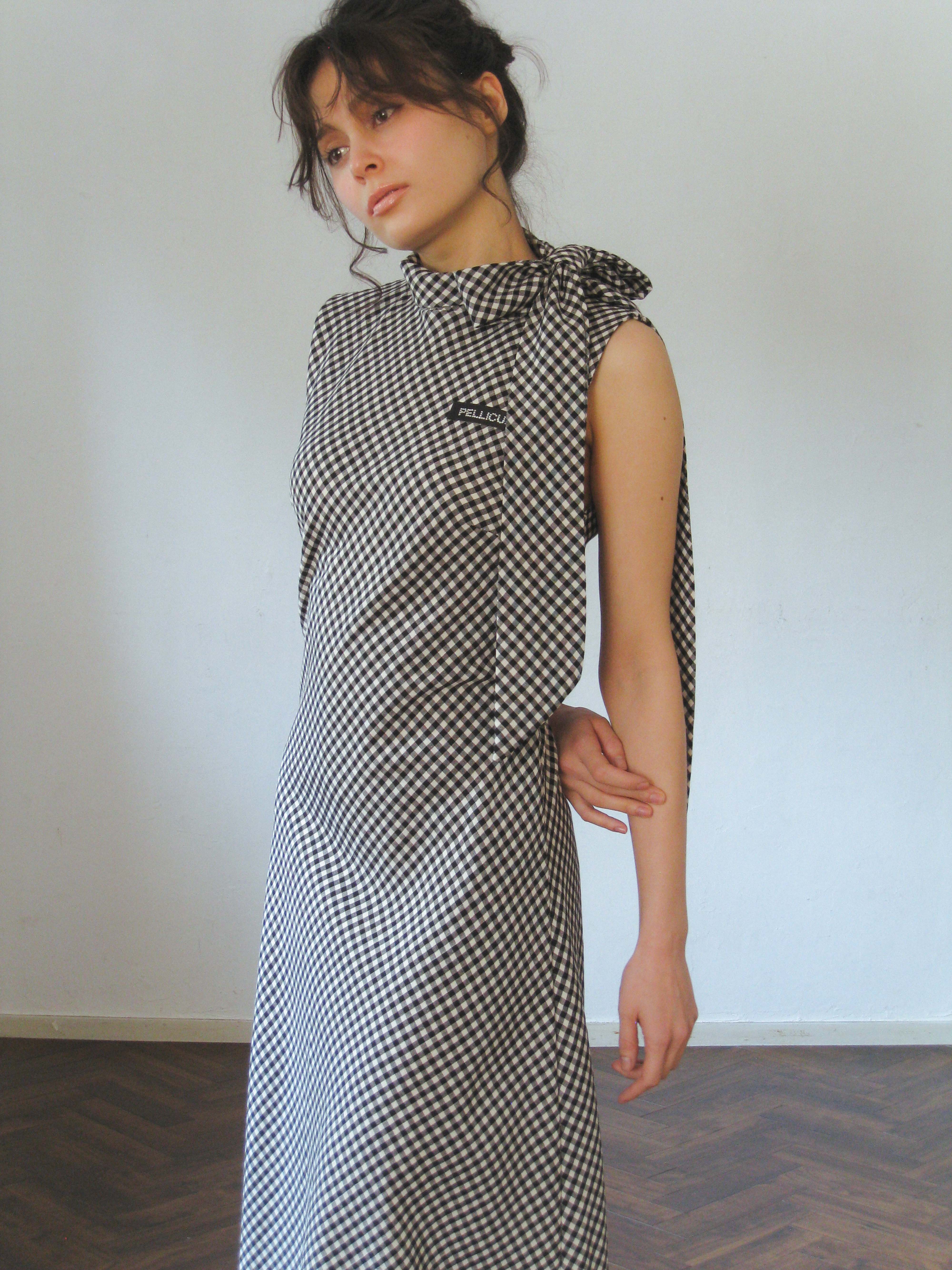neckribbon check one-piece