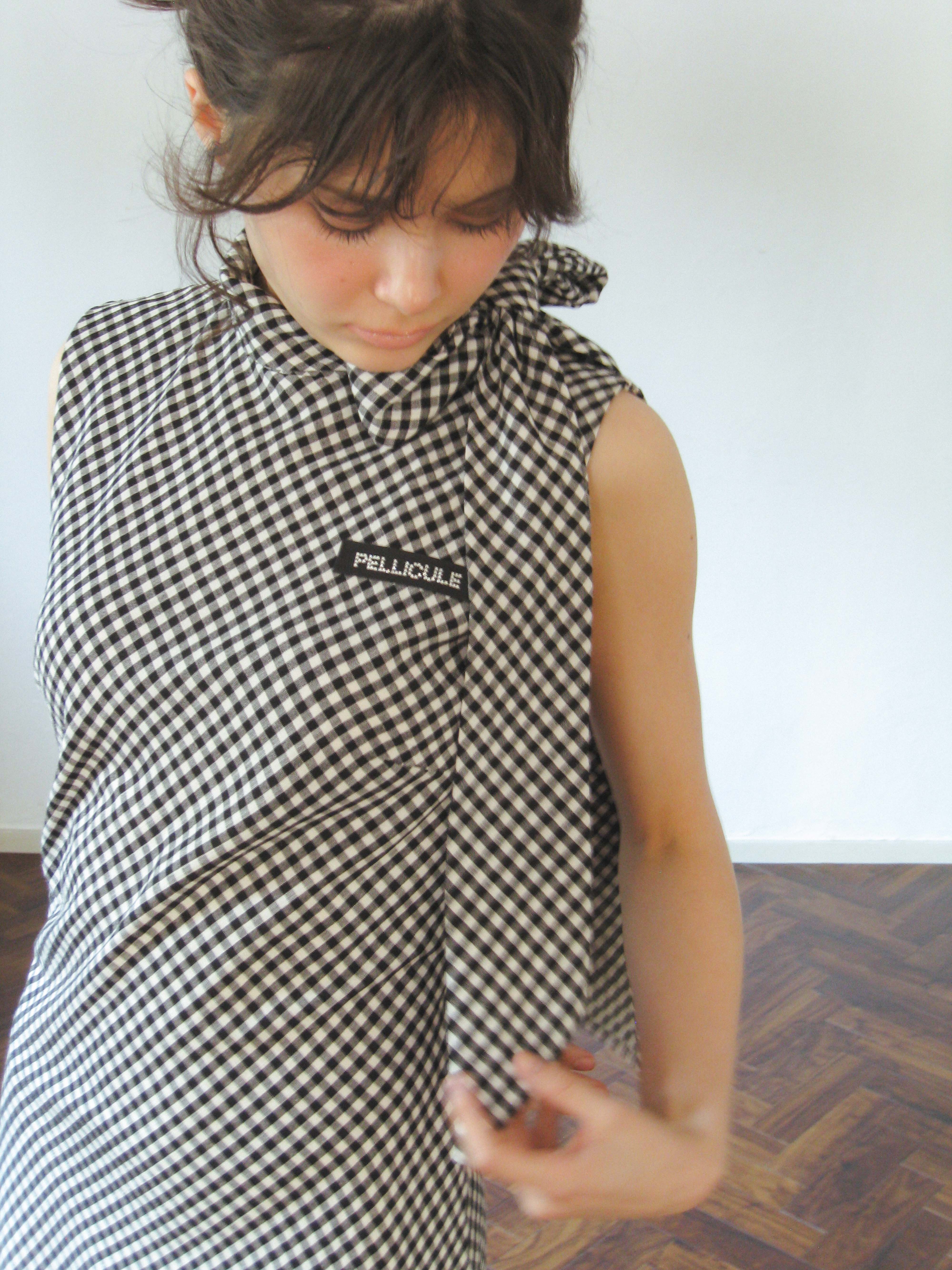 neckribbon check one-piece