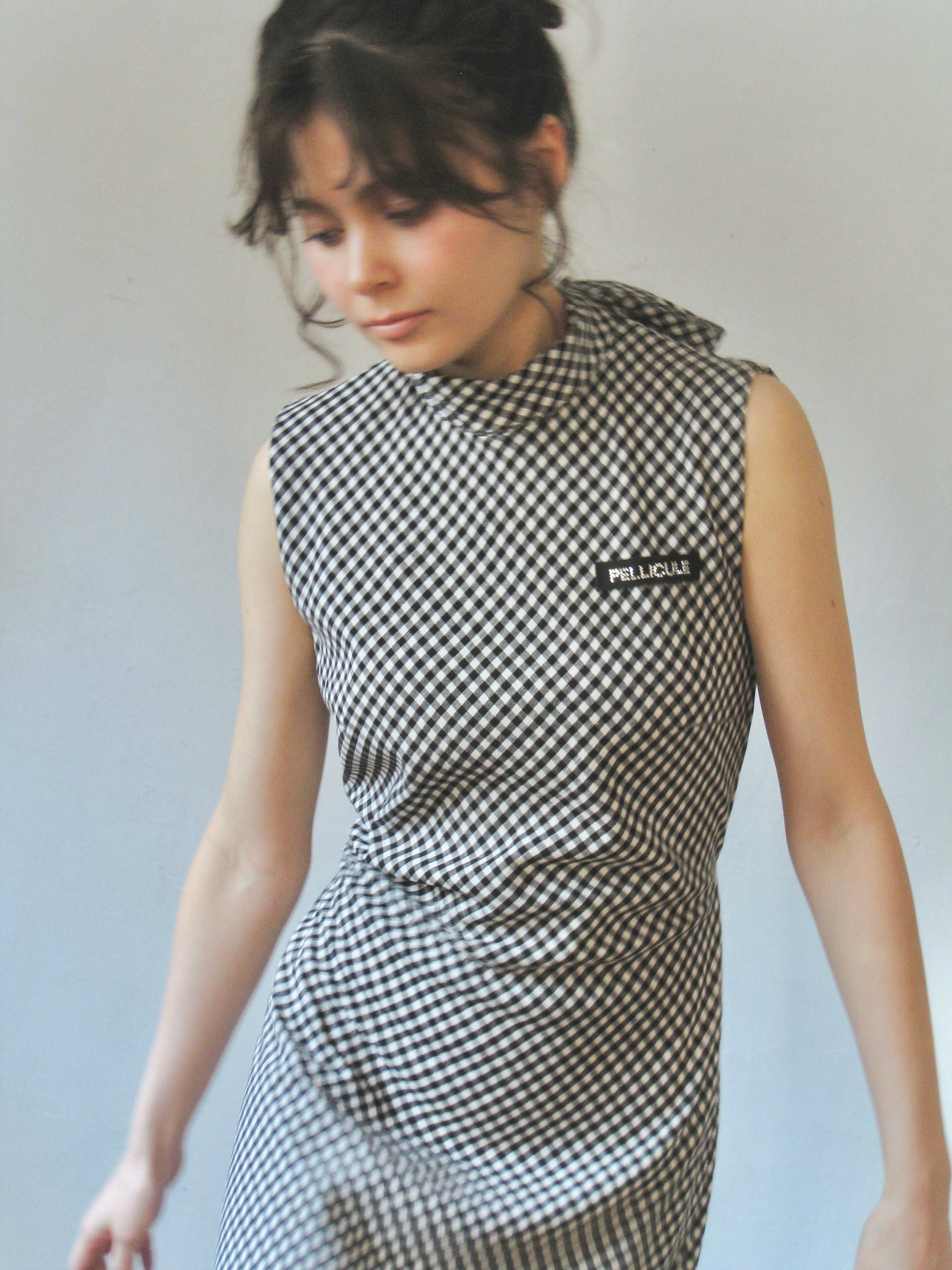 neckribbon check one-piece