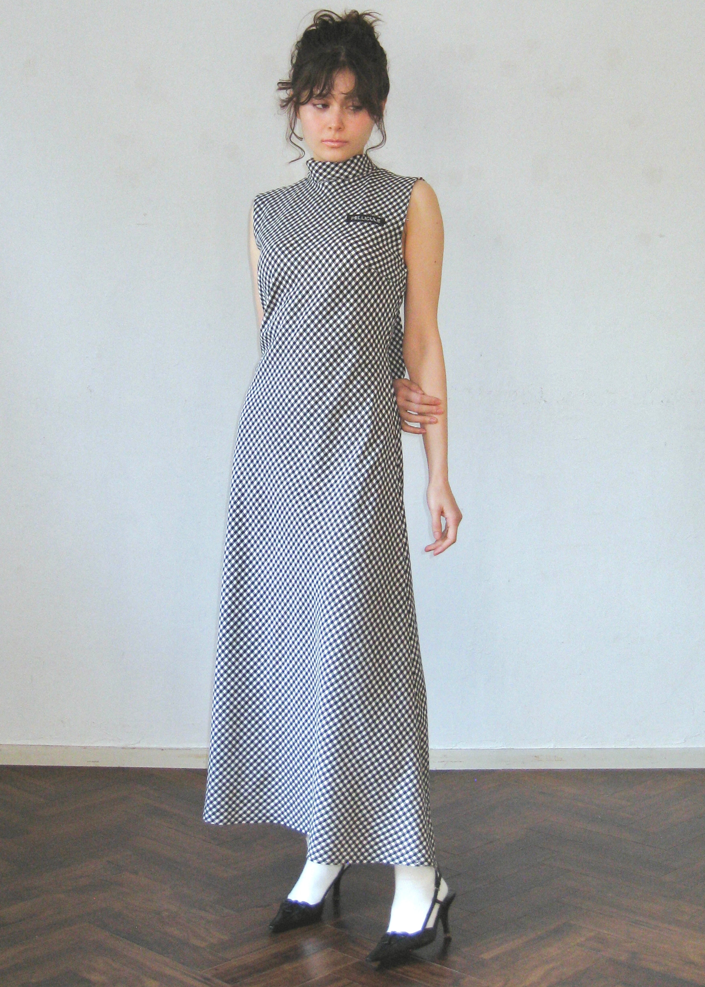 neckribbon check one-piece