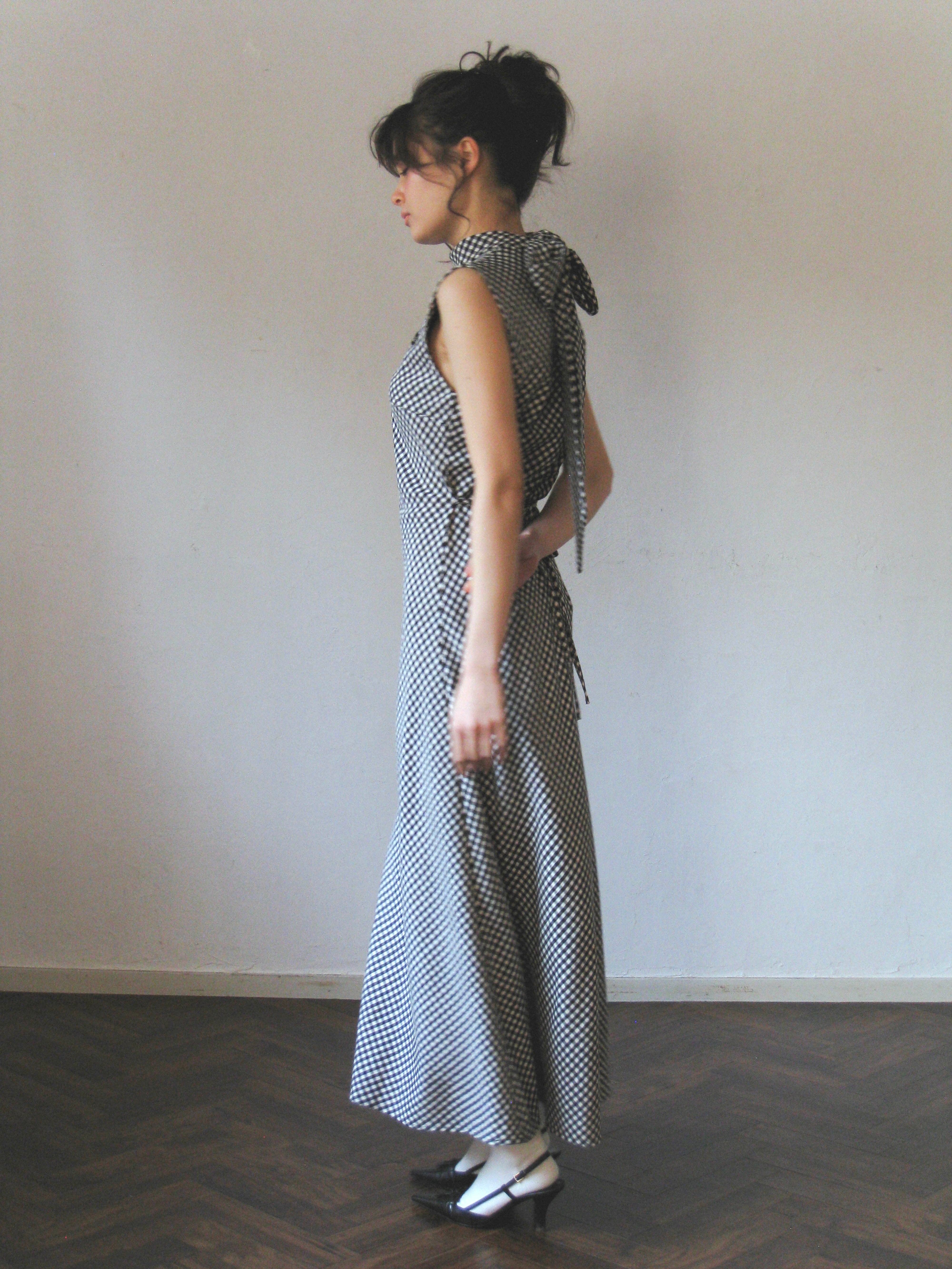 neckribbon check one-piece