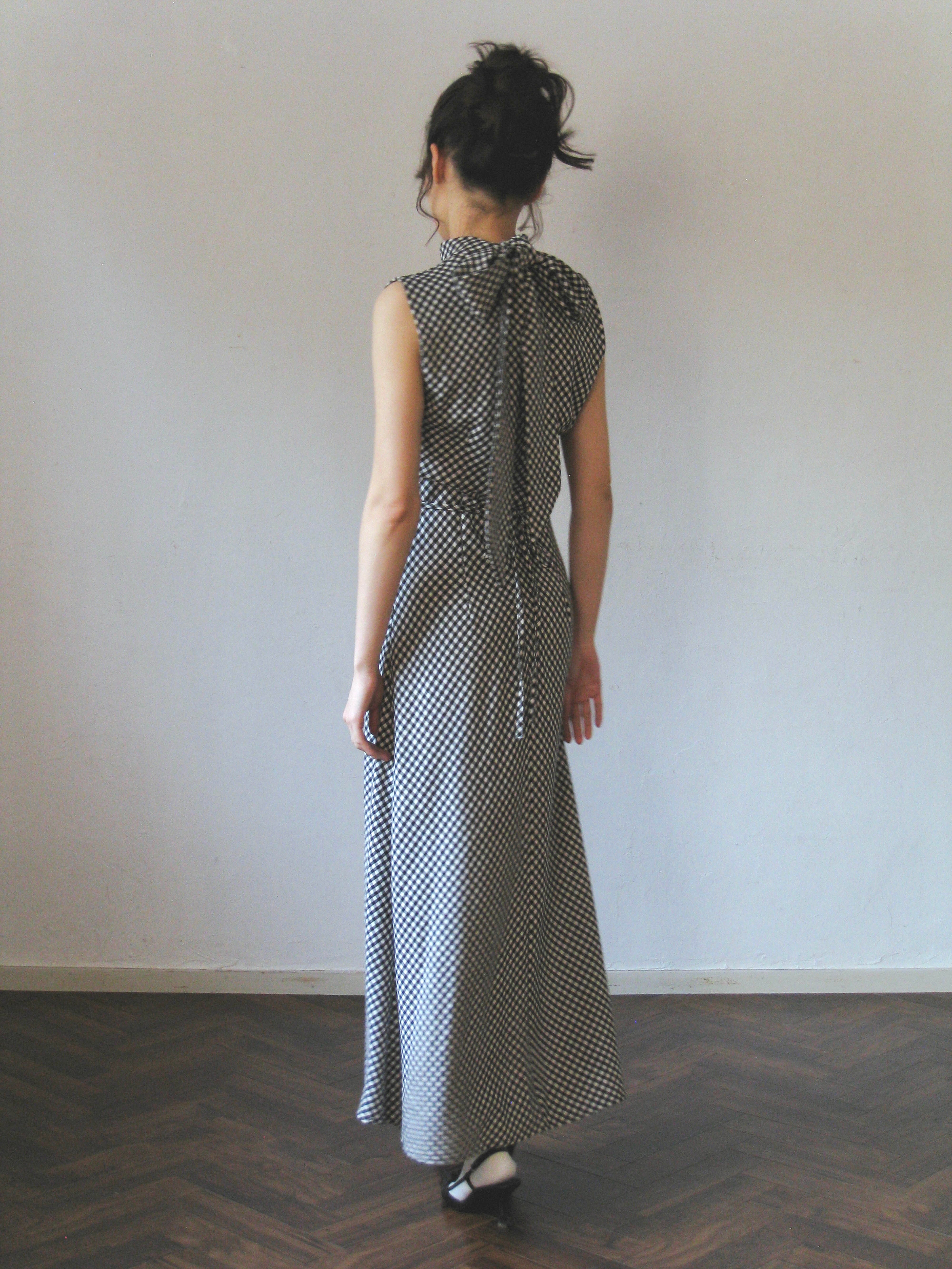 neckribbon check one-piece