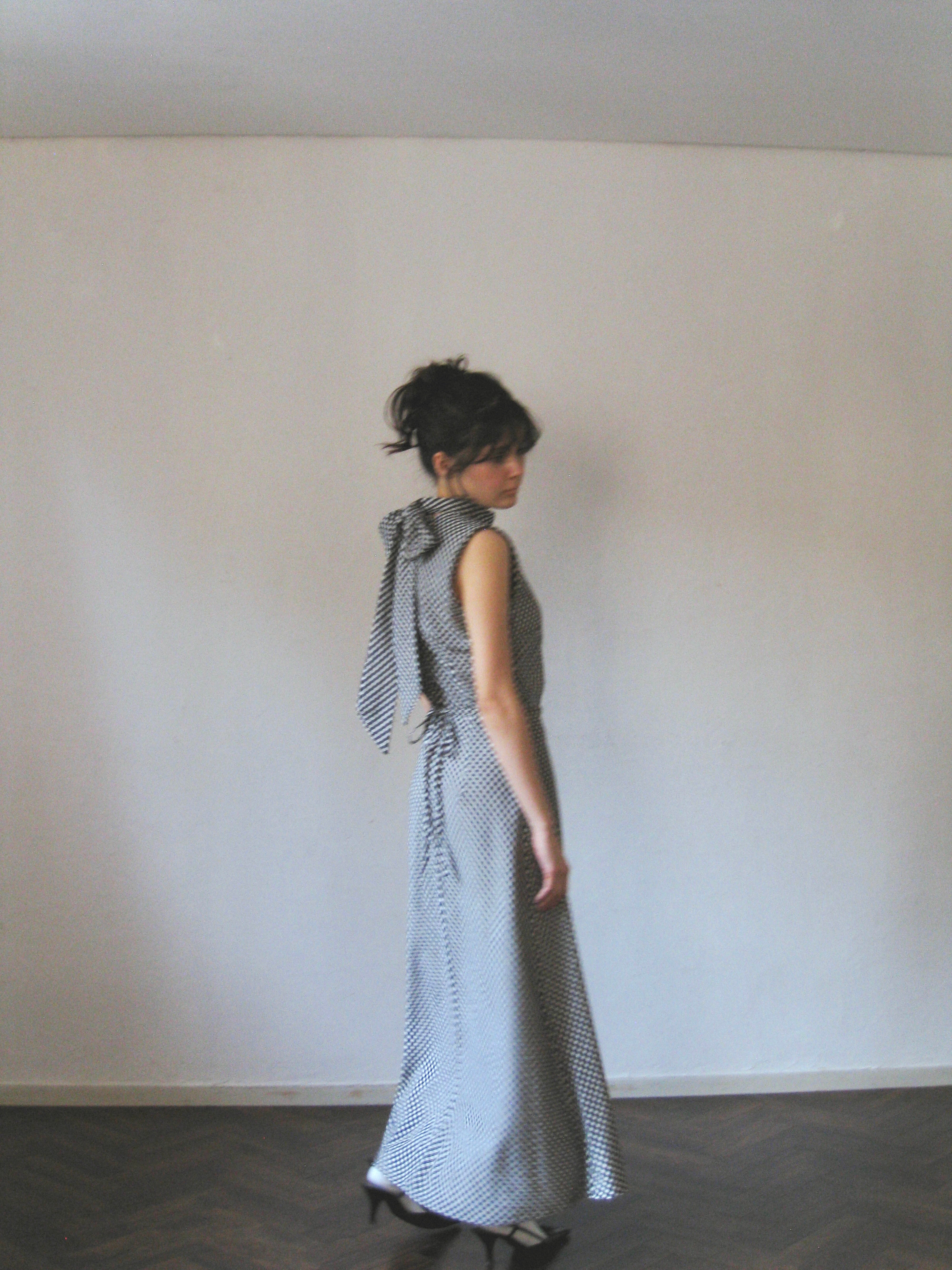 neckribbon check one-piece